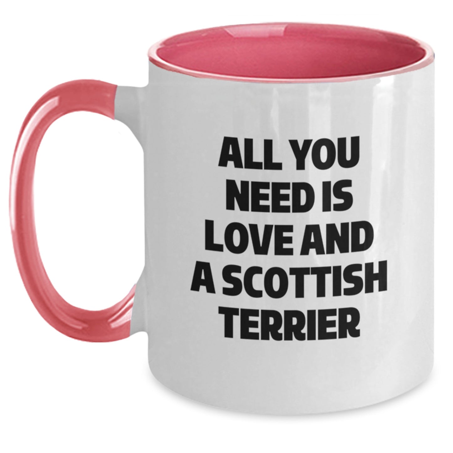 Funny Scottish Terrier Dog Gifts for Men, Women, Friends, and Family, Christmas Unique Presents, All You Need Is Love And A Scottish Terrier Mug, Two Tone Coffee Mug - Main