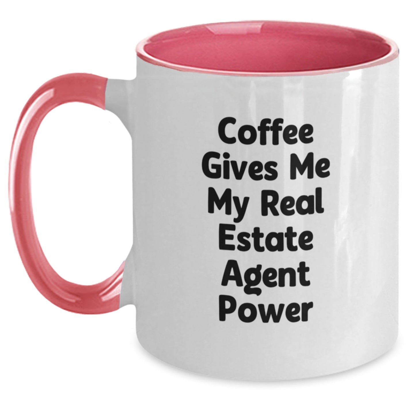 Funny Real Estate Agent Gifts from Friends - Coffee Gives Me My Real Estate Agent Power Two Tone Mug, Birthday Unique Gifts for Real Estate Agent, Real Estate Agent Mugs - Main