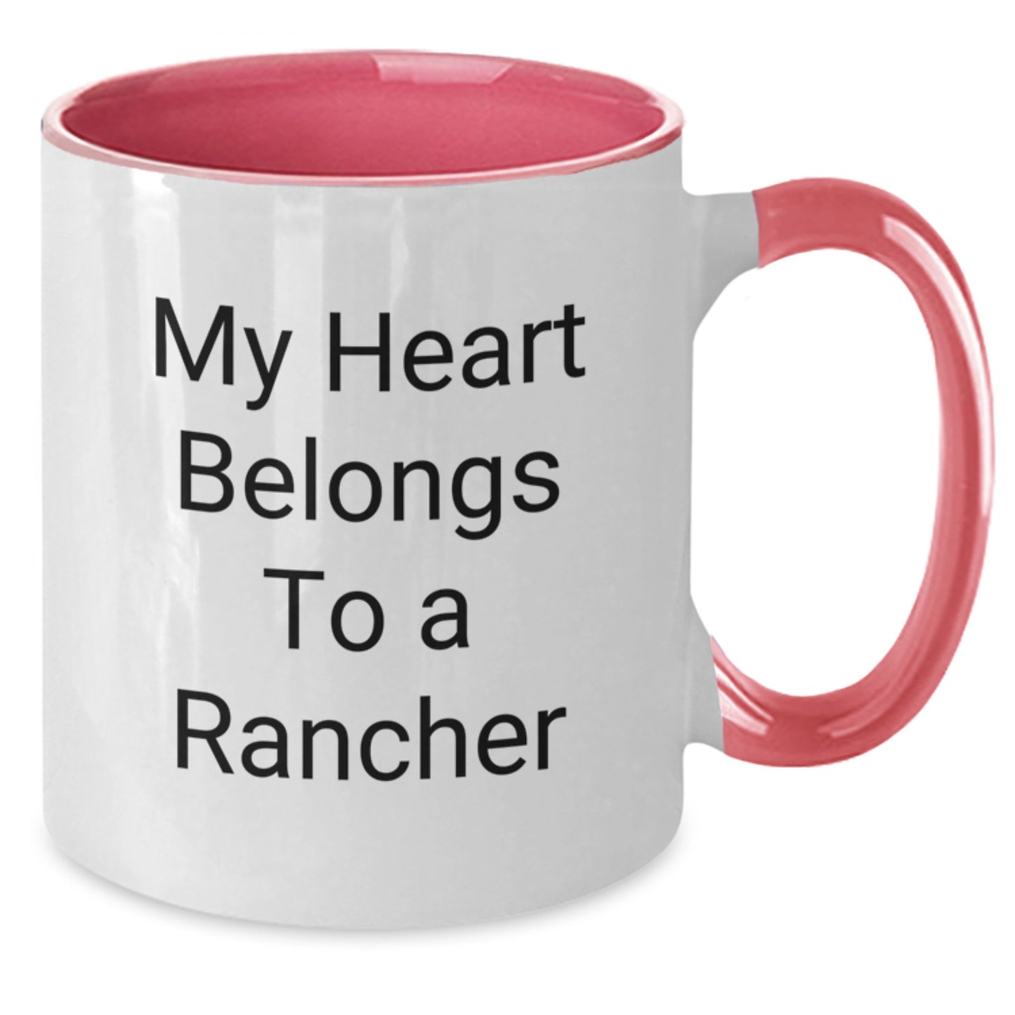 Funny Rancher Gifts for Men from Friends, Two Tone Coffee Mug with My Heart Belongs To A Rancher Quote, Unique Christmas Unique Gifts - Additional