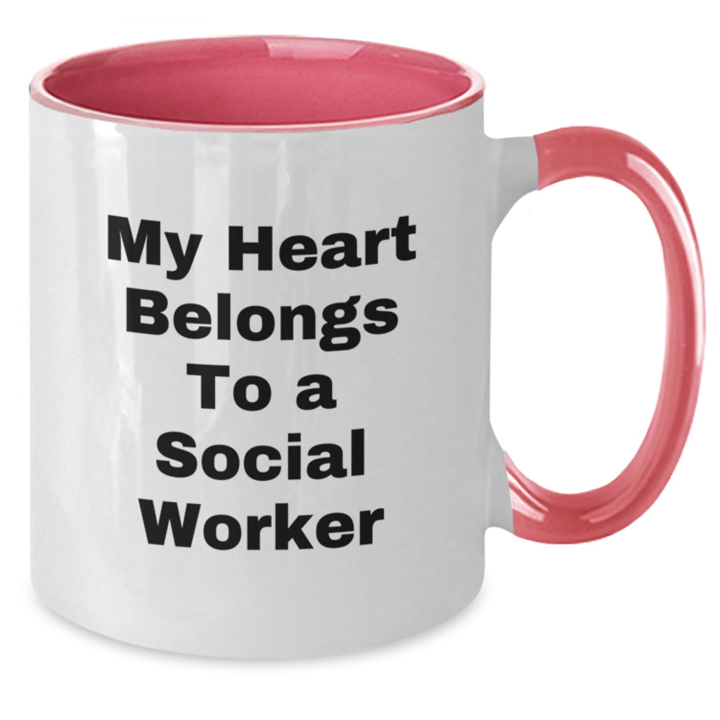 Funny Social Worker Gifts from Men to Women, 'My Heart Belongs To A Social Worker' Two Tone Coffee Mugs for Christmas Unique Gifts - Additional