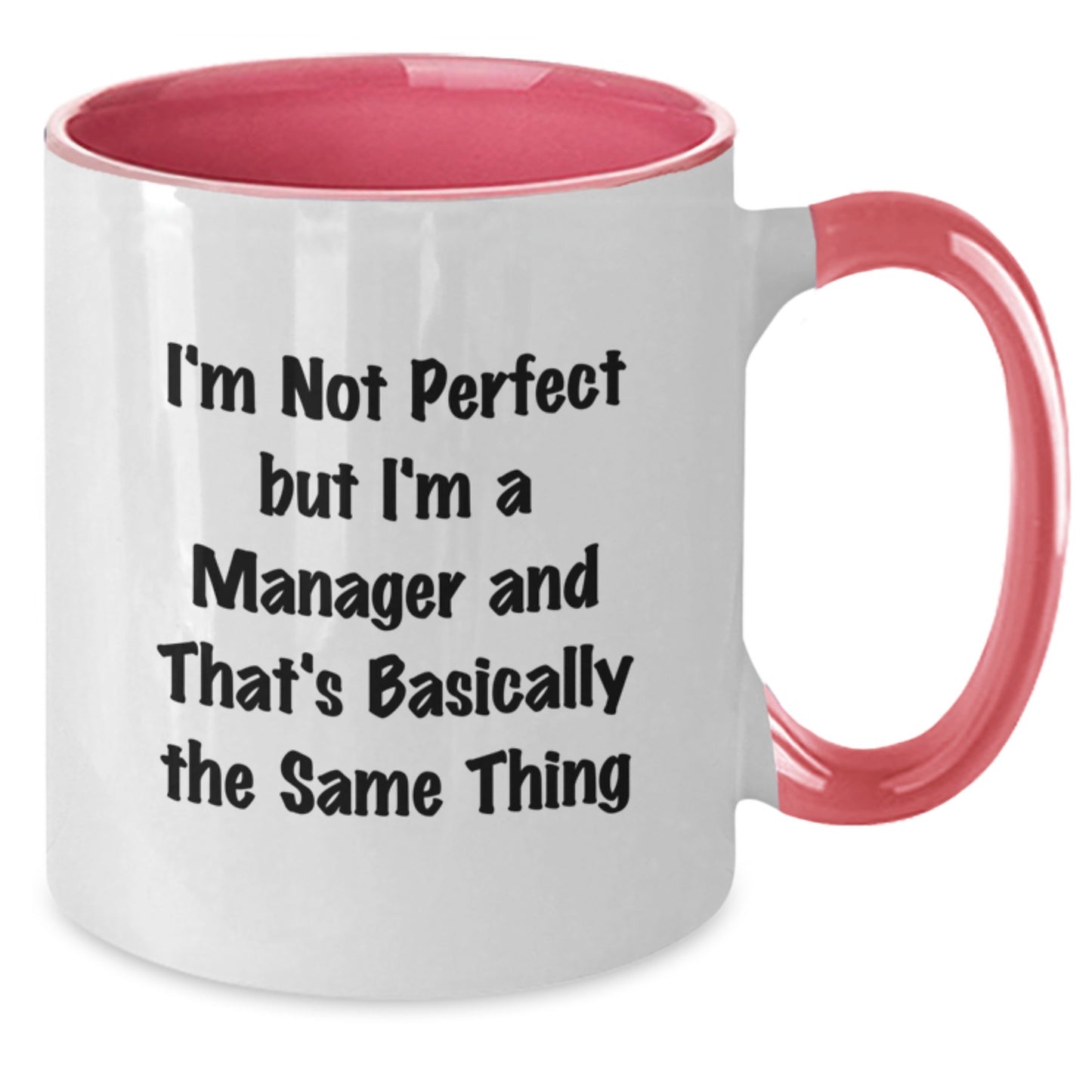 Funny Manager Gifts from Friends - I'm Not Perfect But I'm A Manager, Two Tone Christmas Mug for Coworkers, Red and White - Additional
