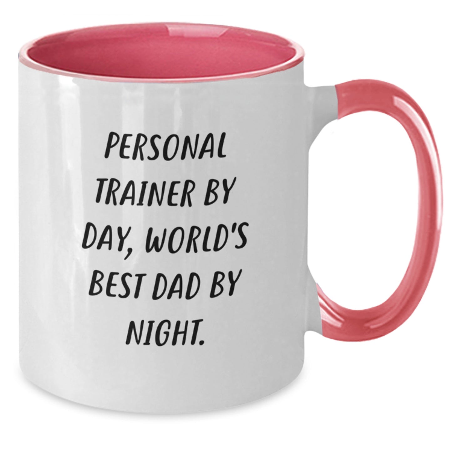 Personal Trainer Gifts for Men - Funny Two Tone Coffee Mug, 'Personal Trainer By Day, World's Best Dad By Night.' - Graduation Unique Gifts from Dad to Personal Trainer - Additional