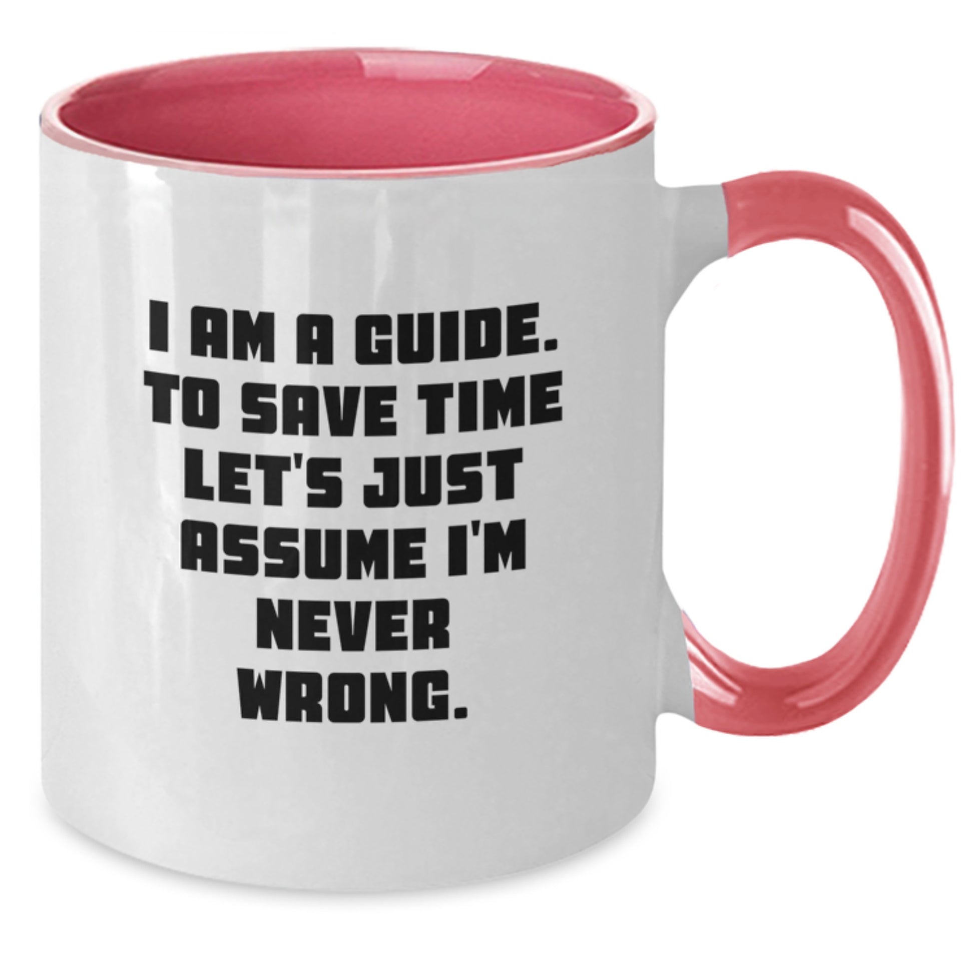 Funny Guide Gifts for Guide from Friends, Unique Two Tone Coffee Mugs with 'I Am A Guide. To Save Time Let's Just Assume I'm Never Wrong.' Quote for Christmas - Additional