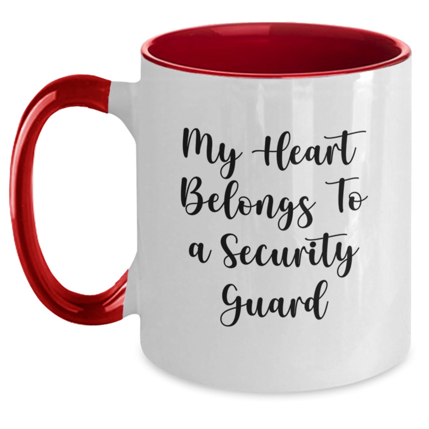 Funny Security Guard Gifts for Men from Friends and Family - My Heart Belongs To A Security Guard Two Tone Coffee Mug, Christmas Unique Gifts - Main