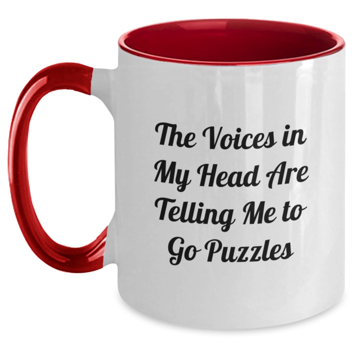 Funny Puzzles Gifts for Men and Women - The Voices In My Head Are Telling Me To Go Puzzles Two Tone Coffee Mug, Christmas Unique Gifts from Friends, Coworkers, Family - Main