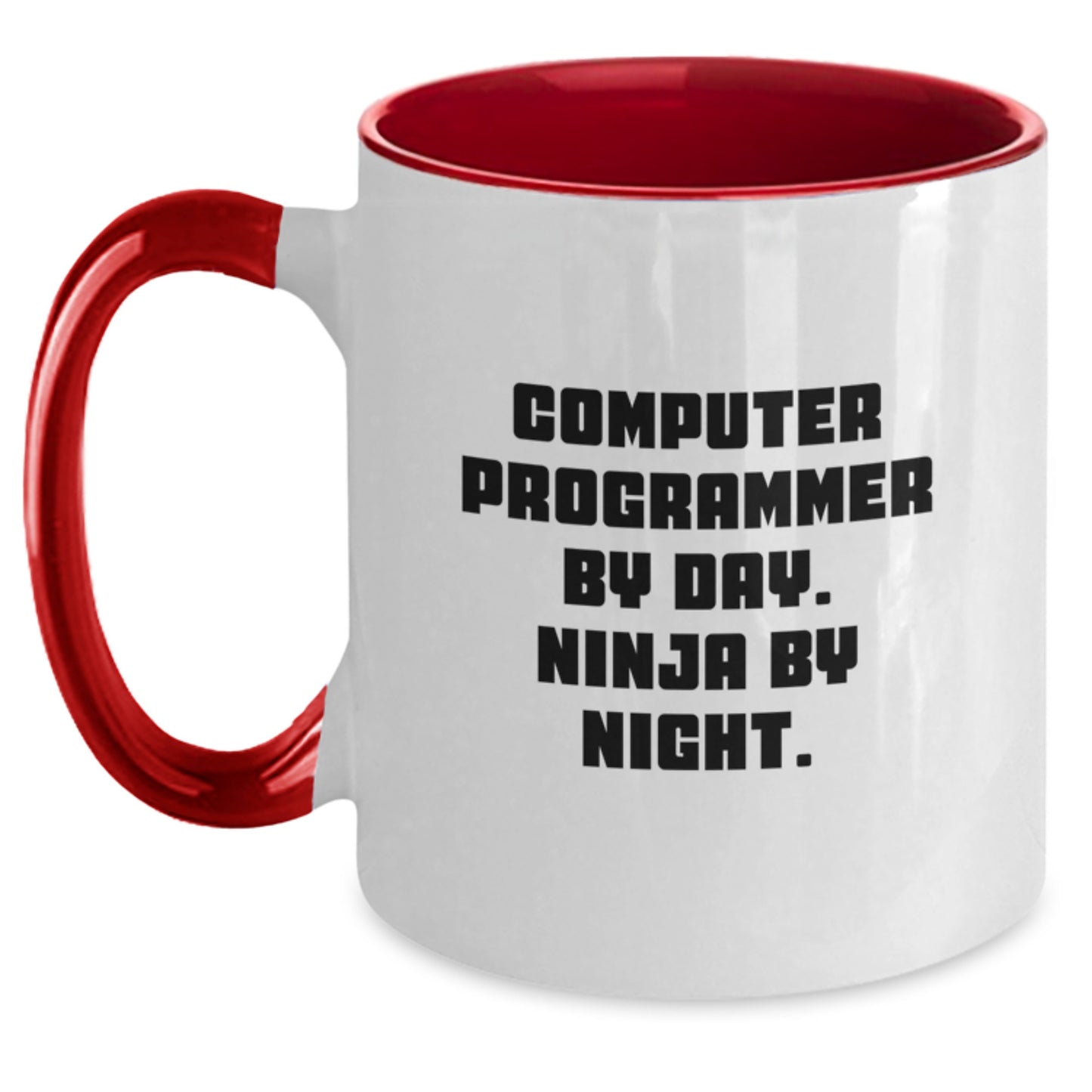 Computer Programmer Humor Two Tone Coffee Mugs, Funny Gifts from Friends, Computer Programmer By Day. Ninja By Night. Birthday Unique Gifts for Him or Her - Main