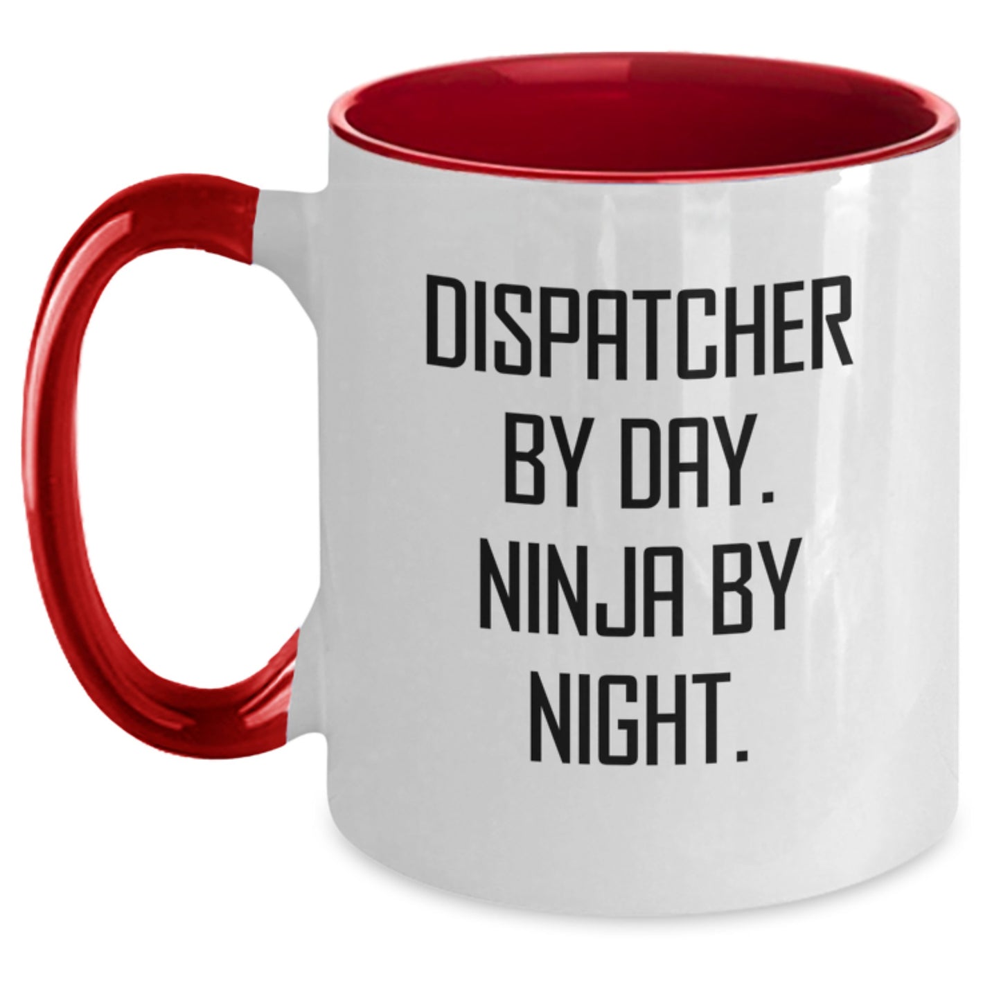 Funny Dispatcher Gifts from Friends - 'Dispatcher By Day. Ninja By Night.' Two Tone Coffee Mug for Graduation - Main