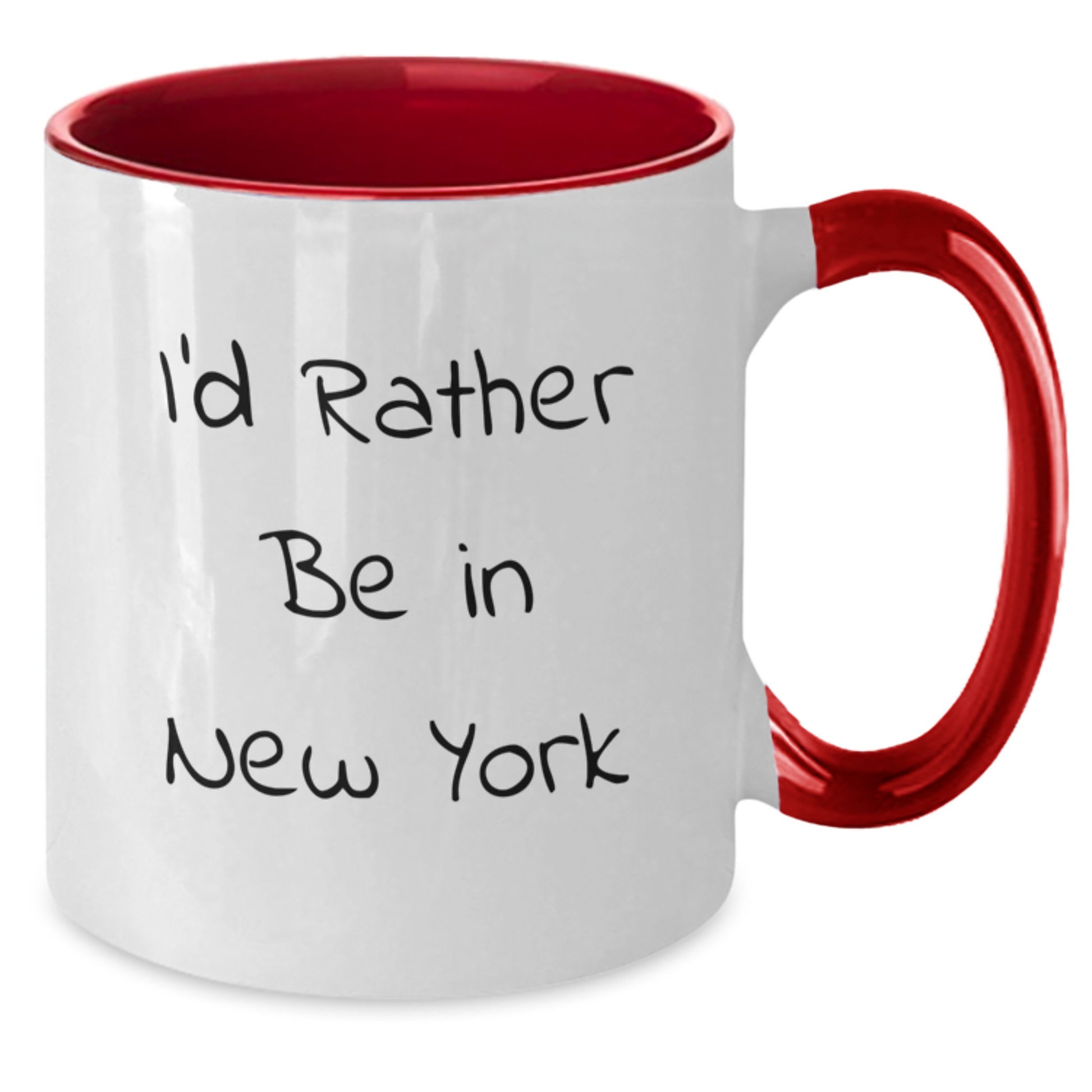 Funny New York Quotes Gifts for Men Women Friends Coworkers Family from New York, Two Tone Coffee Mug with I'd Rather Be In New York, Birthday Unique Gifts - Additional
