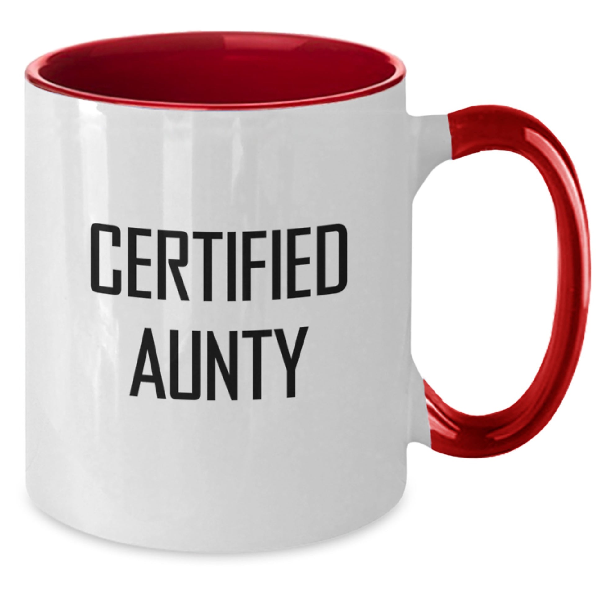 Funny Aunty Gifts from Men for Aunty's Birthday Unique Two Tone Coffee Mug, 'Certified Aunty' Quote, Four Color Options, Microwave and Dishwasher Safe - Additional