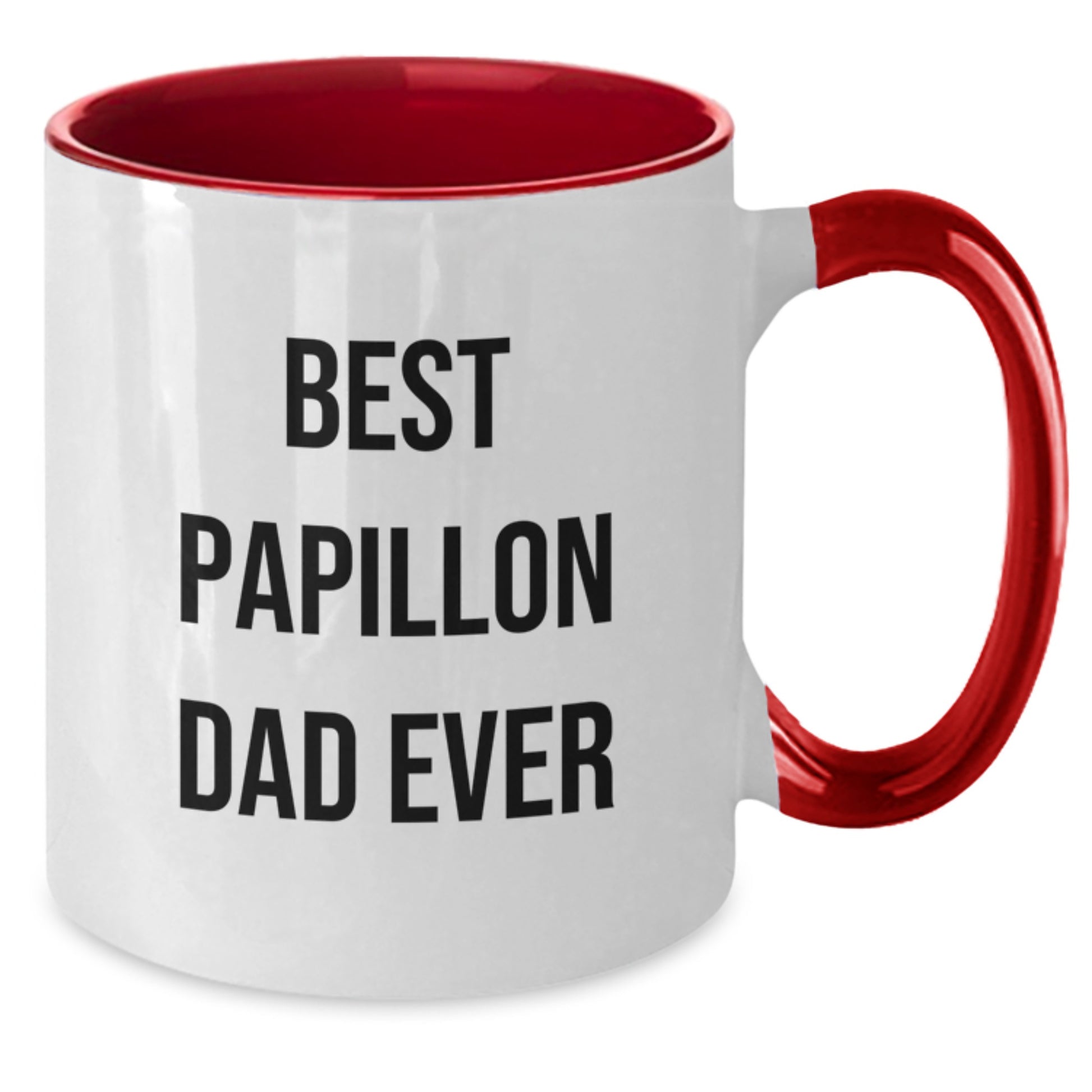 Funny Papillon Dog Lover Gifts from Men to Papillon Dog Owners on Birthday, Best Papillon Dad Ever Two Tone Coffee Mug, Unique Papillon Dog Mom Gifts - Additional