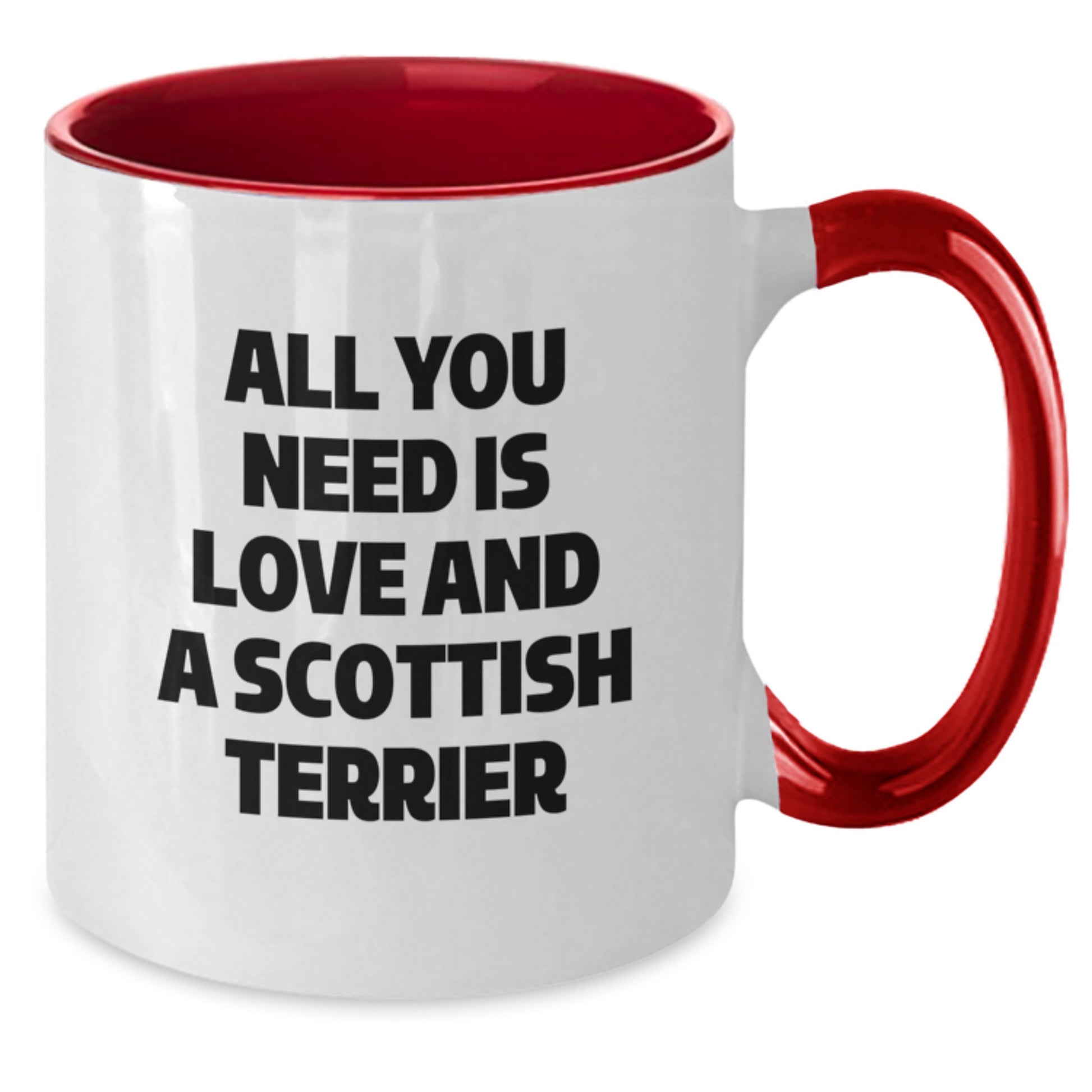 Funny Scottish Terrier Dog Gifts for Men, Women, Friends, and Family, Christmas Unique Presents, All You Need Is Love And A Scottish Terrier Mug, Two Tone Coffee Mug - Additional