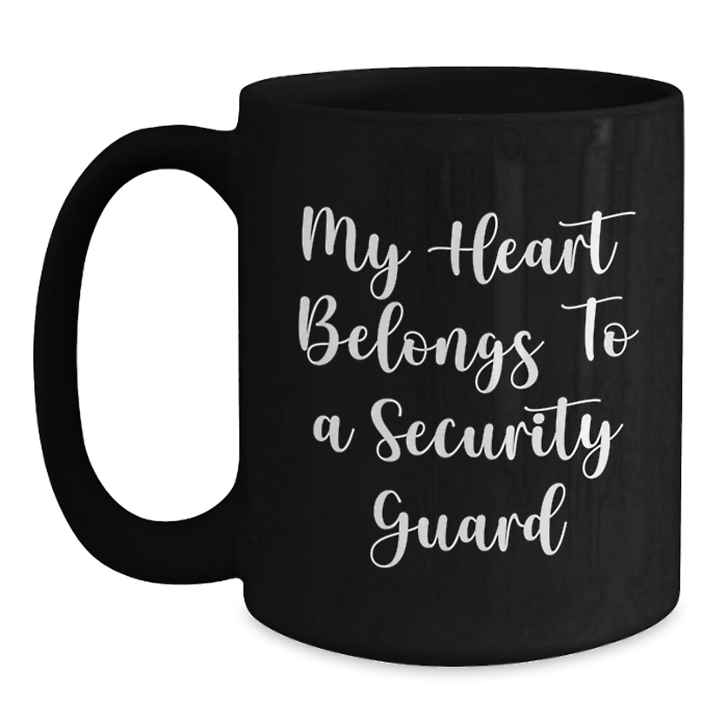 Funny Security Guard Gifts From Men to Husband for Christmas Unique Mugs My Heart 'Belongs To A Security Guard' Black Coffee Mug - Main