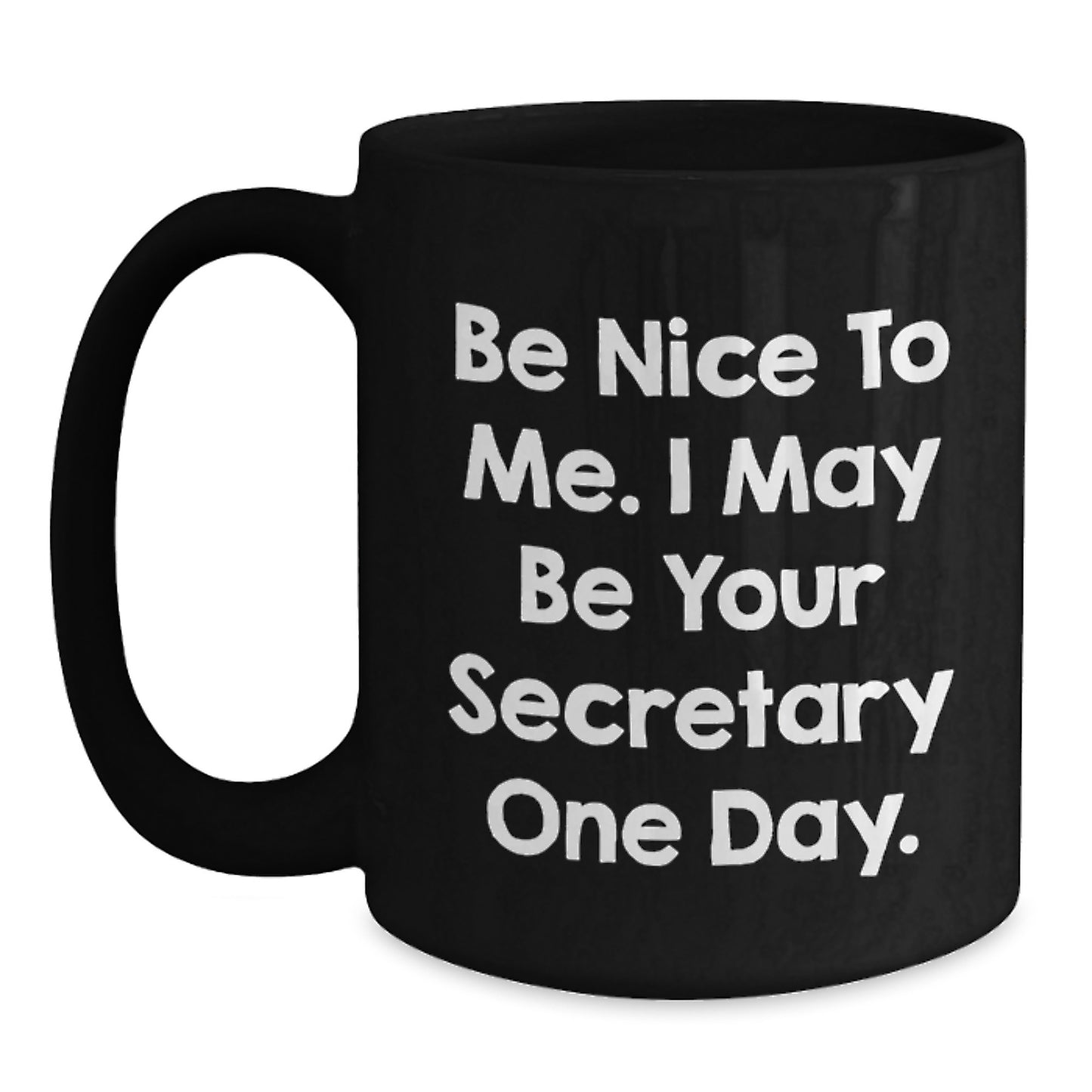 Funny Secretary Gifts from Men to Women, Black Coffee Mug for Friends, Coworkers, Family Christmas Unique Presents - Main