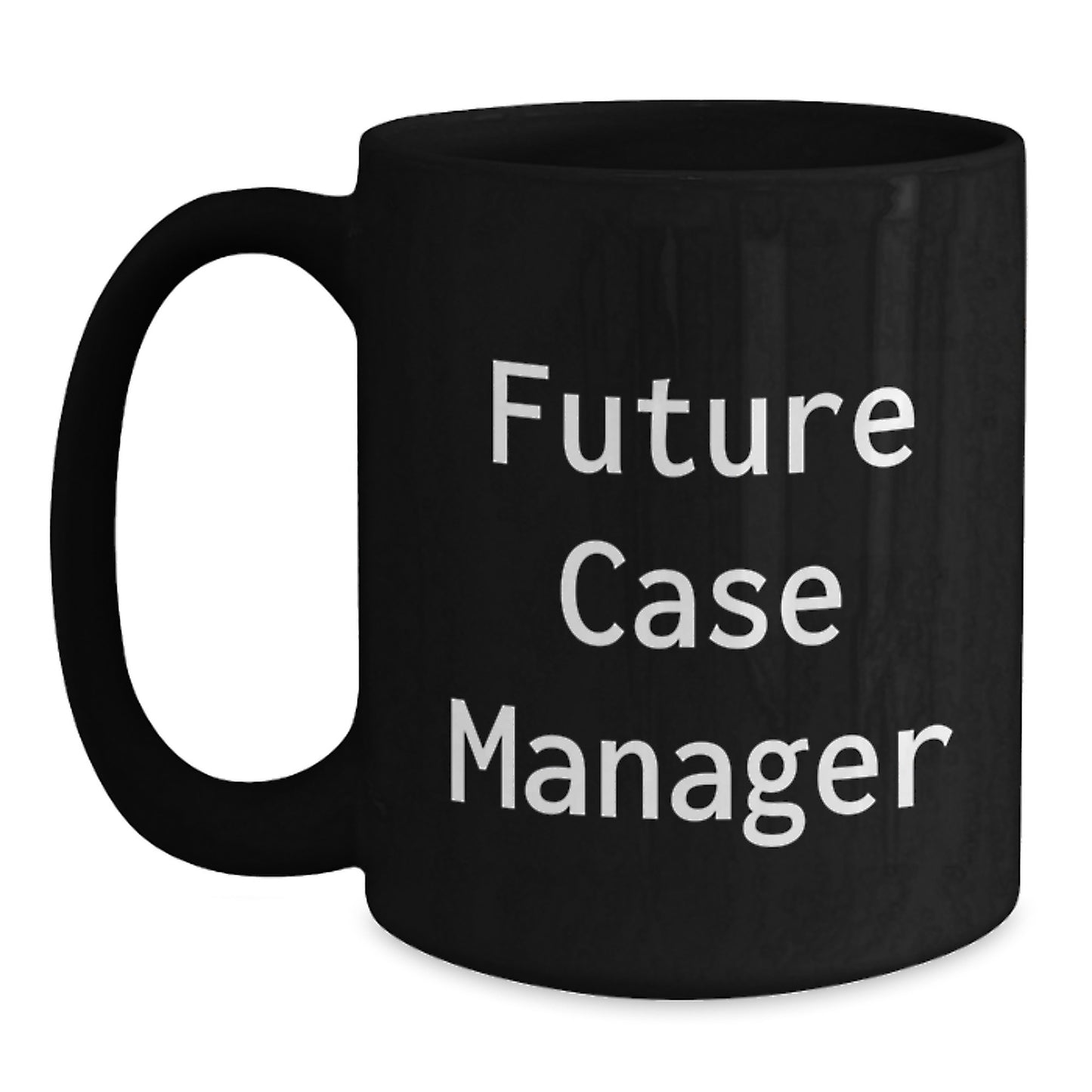 Funny Case Manager Gifts for Christmas, Black Coffee Mug, 'Future Case Manager, Coffee Fuels My Passion'- Enamel Mug, Gifts from Friends, Family, Coworkers - Main
