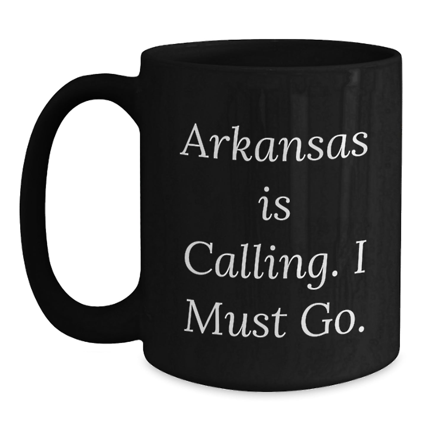 Funny Arkansas Gifts for Friends, Black Coffee Mug with 'Arkansas Is Calling, I Must Go' Quote, Ideal Gift from Men to Family or Coworkers for Christmas Unique Gifts - Main