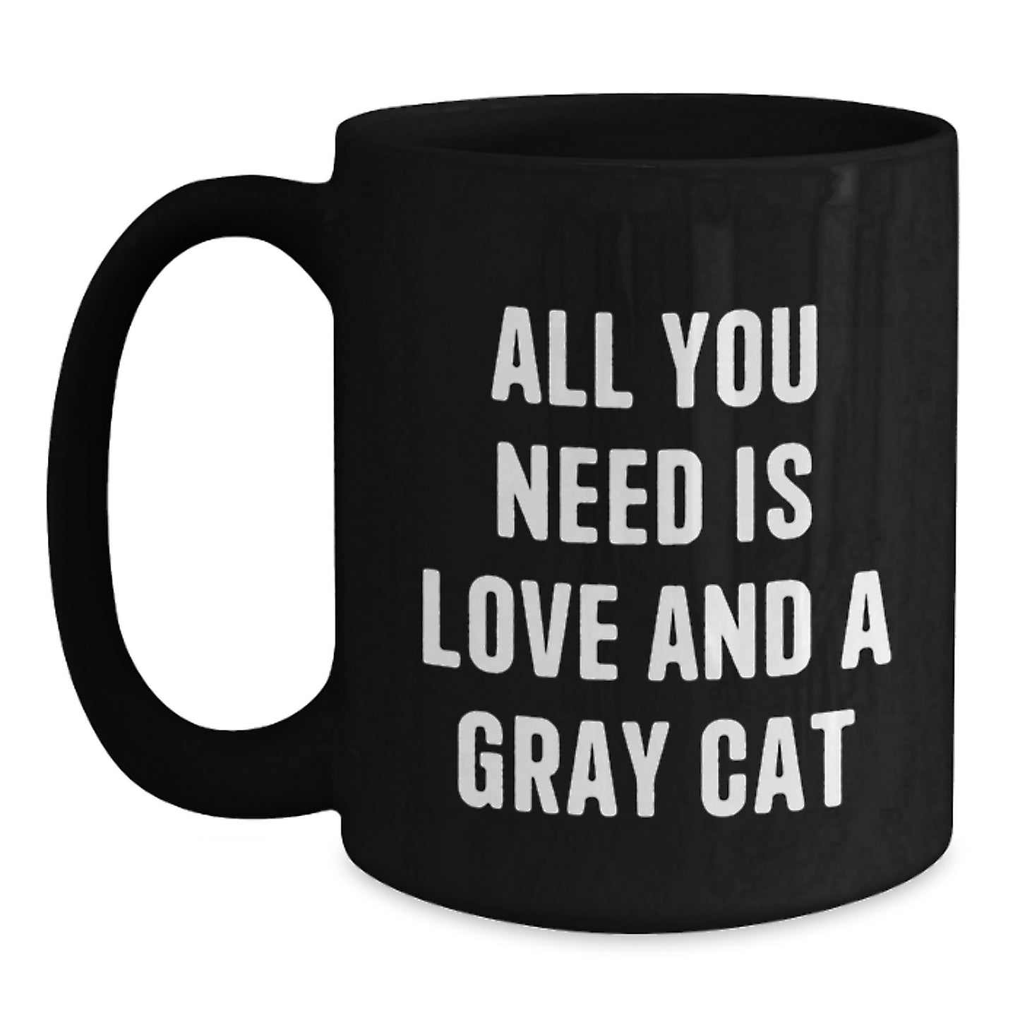 Gray Cat Lover Gifts from Friends to Family, Funny Black Coffee Mug for Christmas Unique Presents - Main