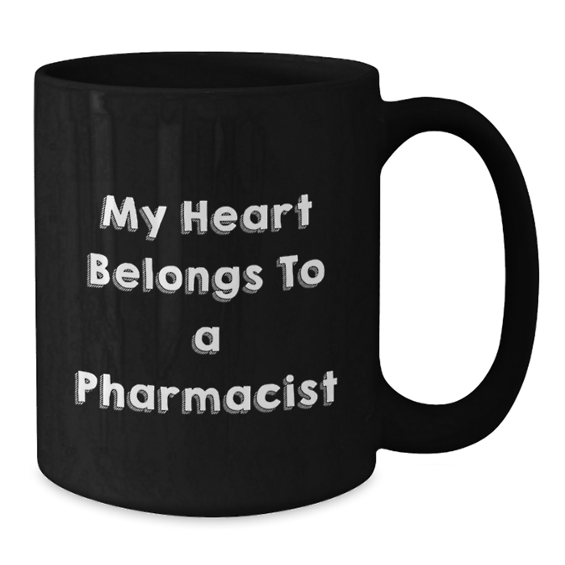Funny Gifts from Friends and Family for a Pharmacist, Black Coffee Mug with My Heart Belongs To A Pharmacist Quote, Christmas Unique Gifts - Additional