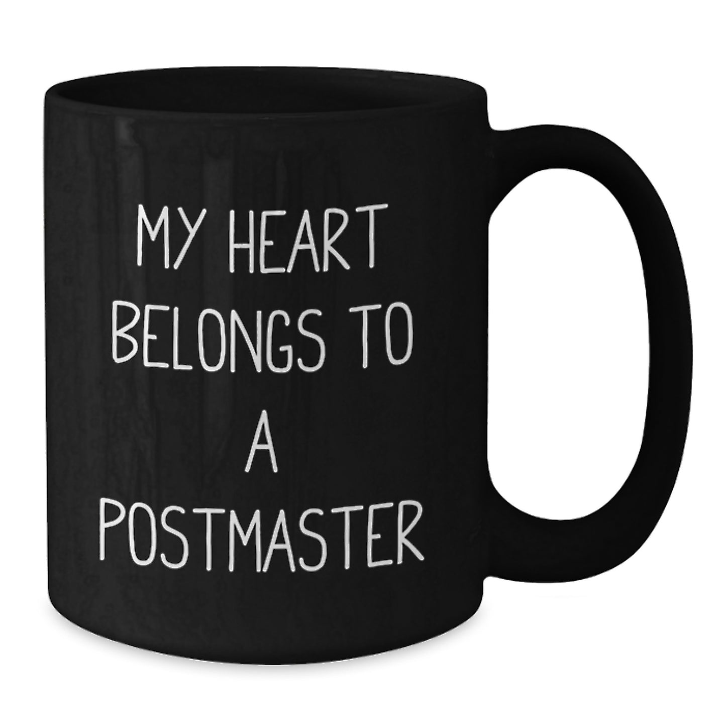 Funny Postmaster Gifts for Him, 'My Heart Belongs To A Postmaster' Black Coffee Mug, Unique Christmas Unique Gifts from Men to Postmaster Friends - Additional