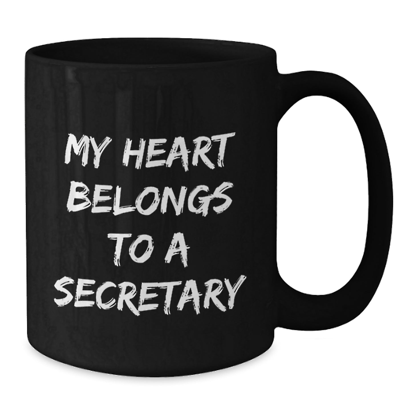 Funny Secretary Gifts from Friends Christmas Unique Mugs, 'My Heart Belongs To A Secretary' Black Coffee Ceramic Mug, 11oz or 15oz, Gifts for Secretary - Additional
