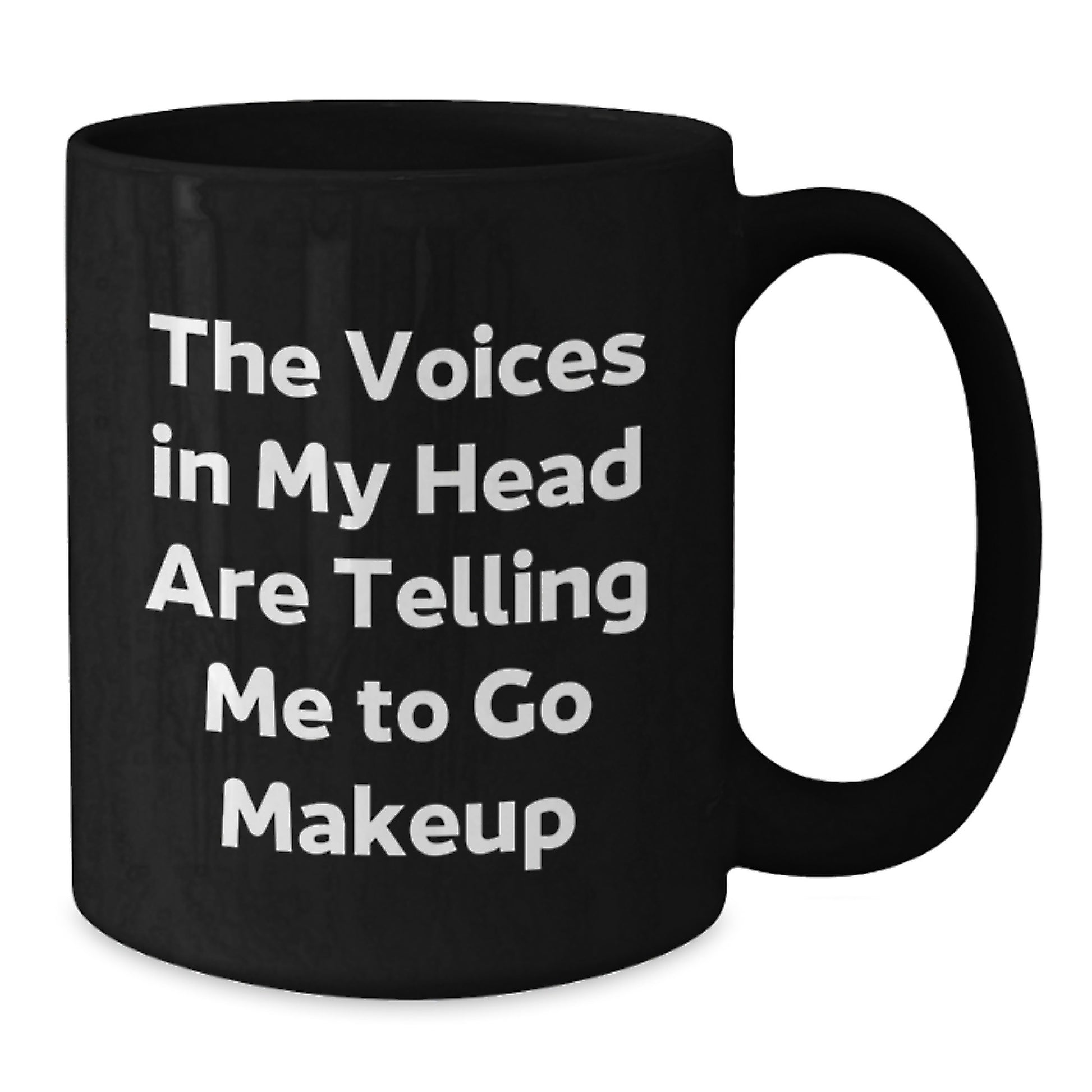 Funny Makeup Lover Christmas Unique Gift, 'The Voices In My Head Are Telling Me To Go Makeup' Black Coffee Mug for Women Friends Family - Additional