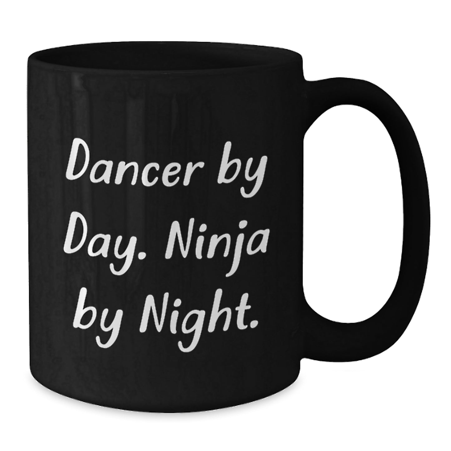 Funny Dancer Gifts Black Coffee Mug for Christmas 'Dancer By Day Ninja By Night' - Additional
