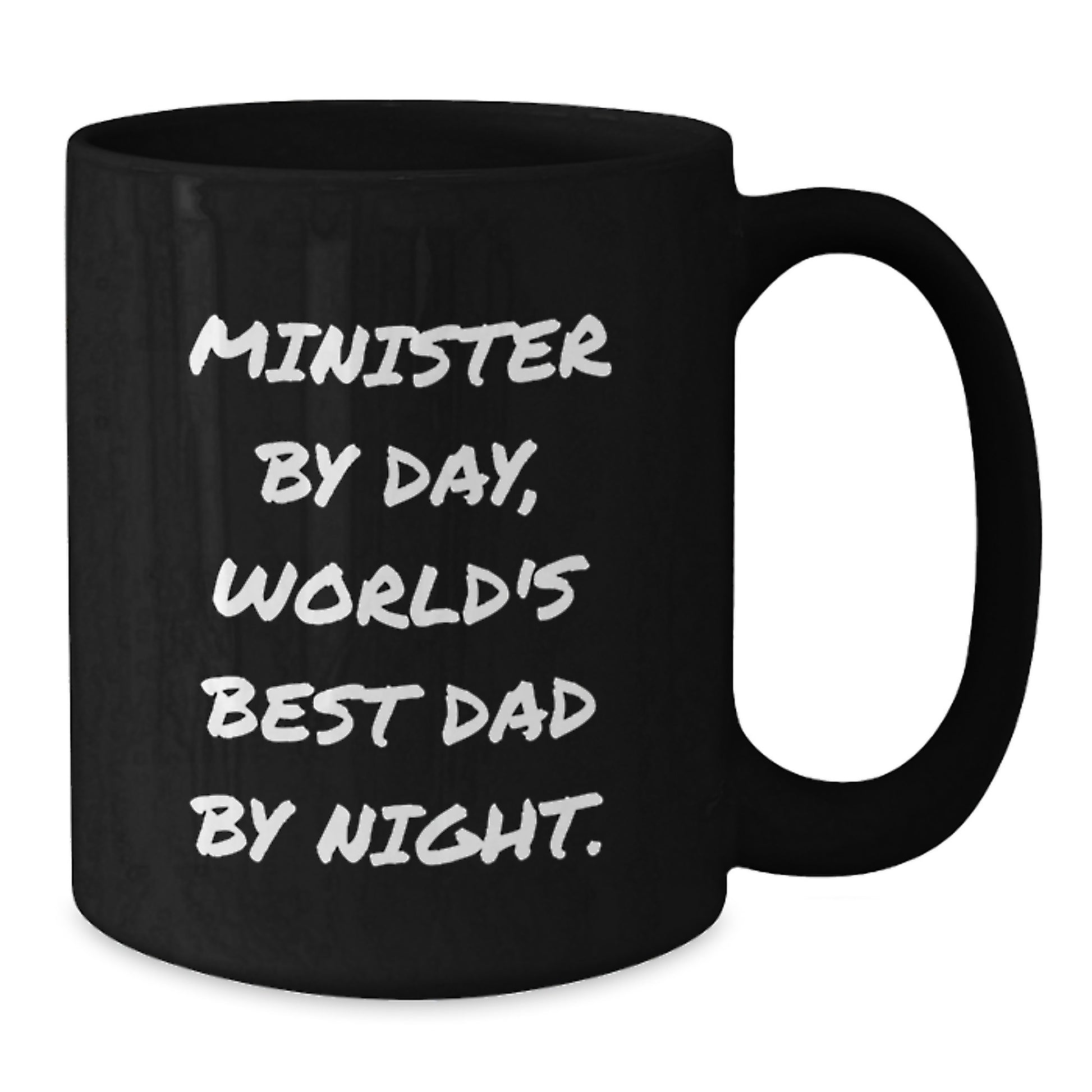 Funny Minister Christmas Unique Gifts, Black Coffee Mug with 'Minister By Day, World's Best Dad By Night' Quote, Perfect for Men Family Friends - Additional