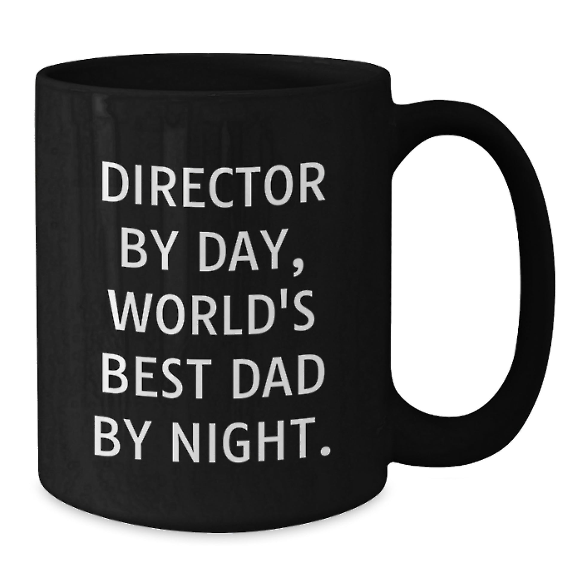 Funny Director Gifts, World's Best Dad Black Coffee Mug for Birthday, 'Director By Day, World's Best Dad By Night.' Mugs from Mom, Perfect for Dad's Special Day - Additional