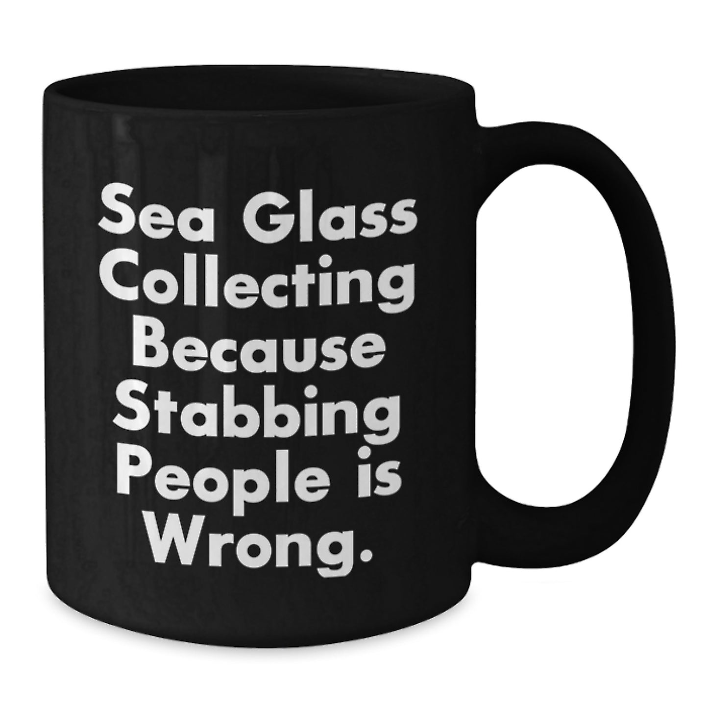 Sea Glass Collecting Humor Gifts from Friends for Sea Glass Lovers Black Coffee Mug - Additional