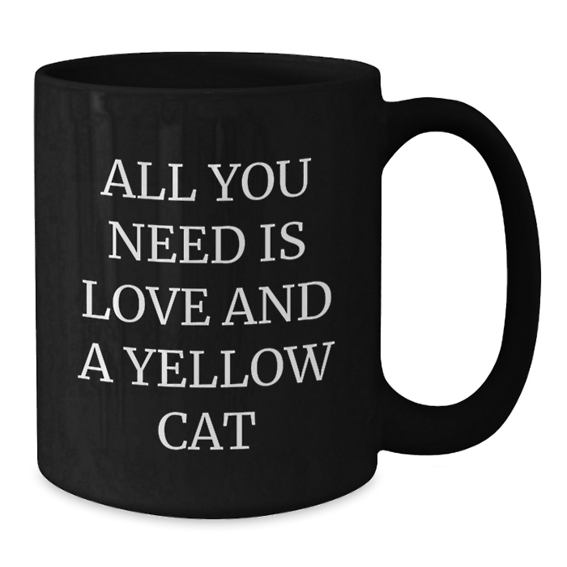 Yellow Cat Lover Gifts from Friends for Men Women - Black Coffee Mug - All You Need Is Love And A Yellow Cat - Additional
