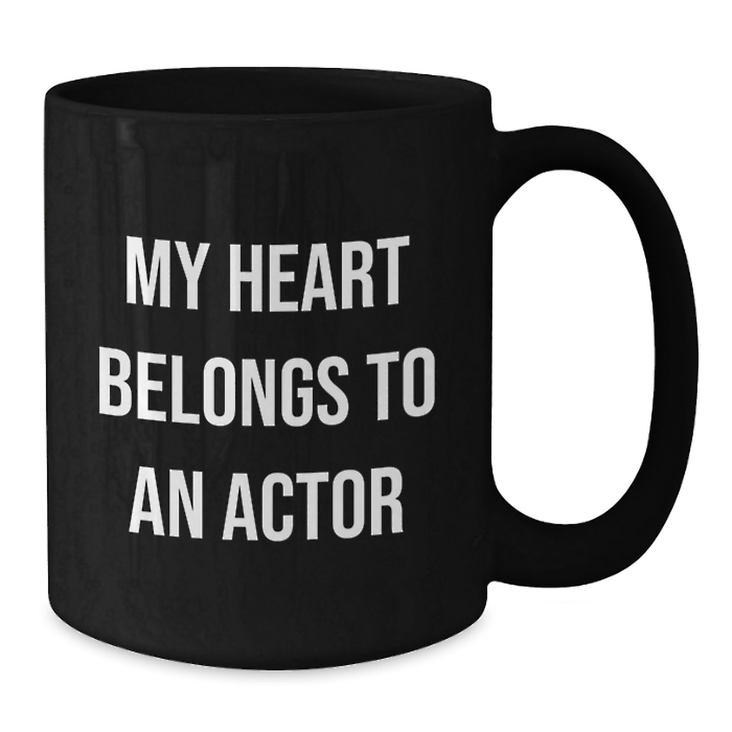Funny Actor Gifts from Friends, Unique Christmas Unique Gifts for Actor, My Heart Belongs To An Actor Black Coffee Mug - Additional
