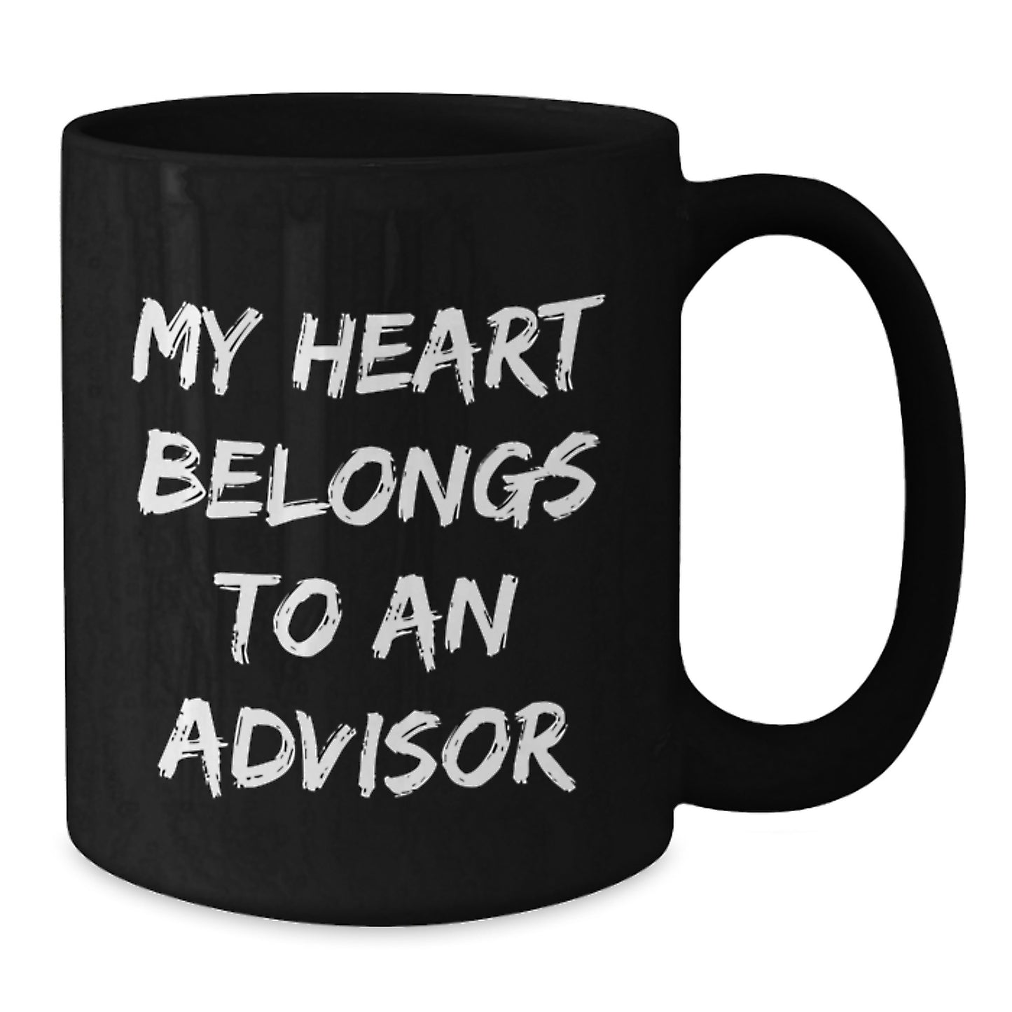Funny Gifts from Friends to Advisors 'My Heart Belongs To An Advisor' Inspirational Black Coffee Mug, Advisor Christmas Unique Gifts for Men Women - Additional