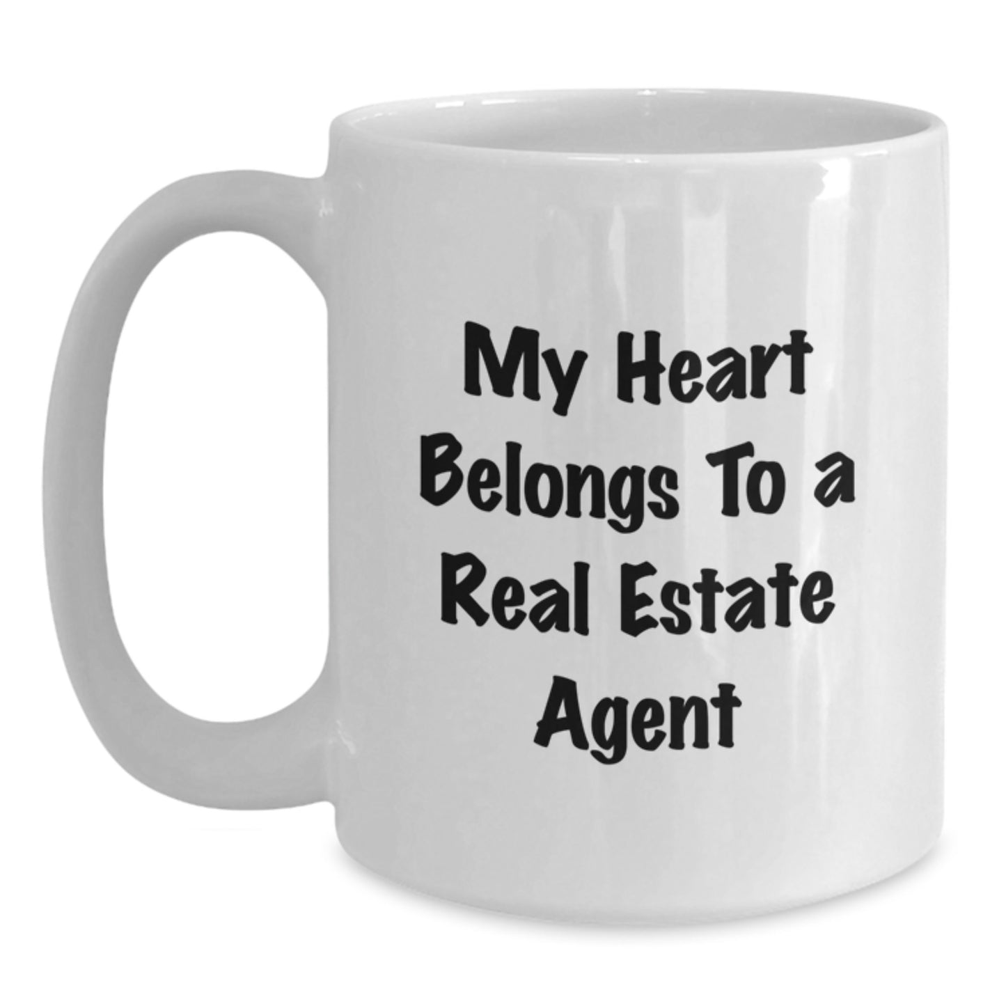 Funny Real Estate Agent Gifts from Men to Real Estate Agent Friends - My Heart Belongs To A Real Estate Agent White Coffee Mug - Unique Christmas Unique Gifts for Real Estate Agent Coworkers - Main