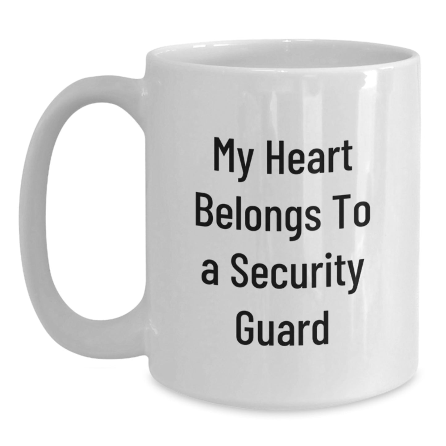Gifts from Family - Funny Security Guard White Coffee Mug - 'My Heart Belongs To A Security Guard' Christmas Unique Gifts for Security Guard - Main