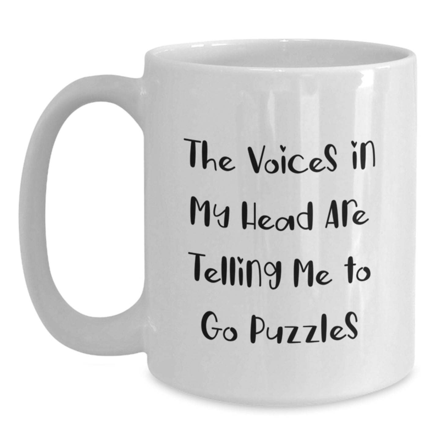 Funny Puzzles Gifts for Women from Family, White Coffee Mug, The Voices In My Head Are Telling Me To Go Puzzles Christmas Unique Presents - Main