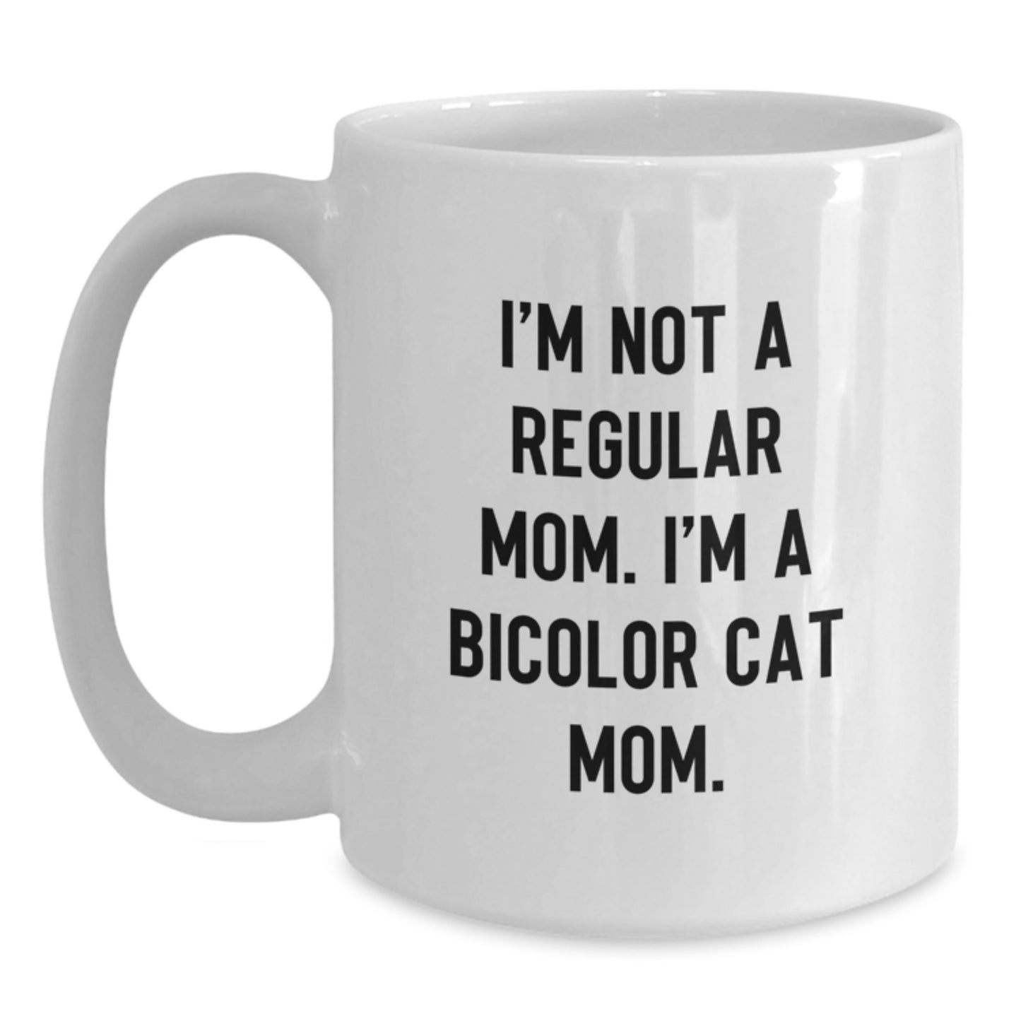 Funny Bicolor Cat Mom Gifts from Family to Friends - White Coffee Mug for Graduation Celebration - Main