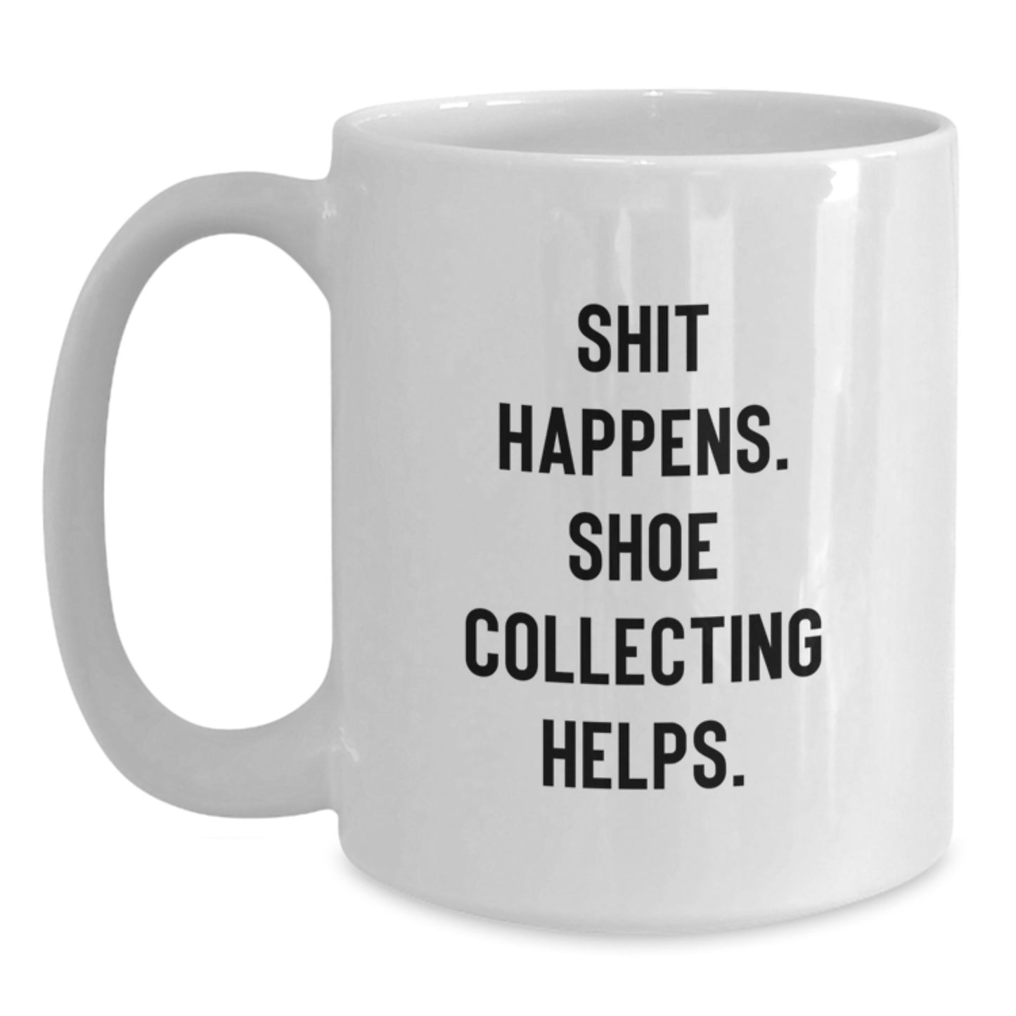 Shoe Collecting Gifts from Friends to Men, White Coffee Mugs for Christmas Unique Gifts, Funny Quote 'Shoe Collecting Helps' - Main