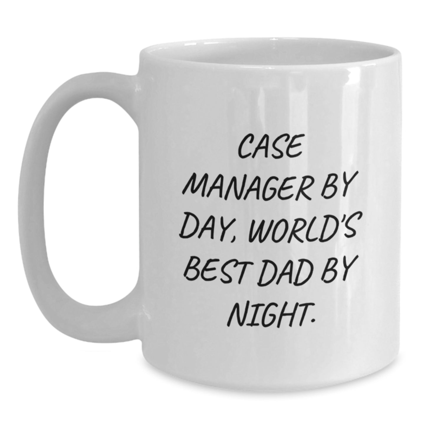 Funny Case Manager Gifts, Case Manager By Day, World's Best Dad By Night. White Coffee Mug, Birthday Unique Gifts from Family to Case Manager - Main
