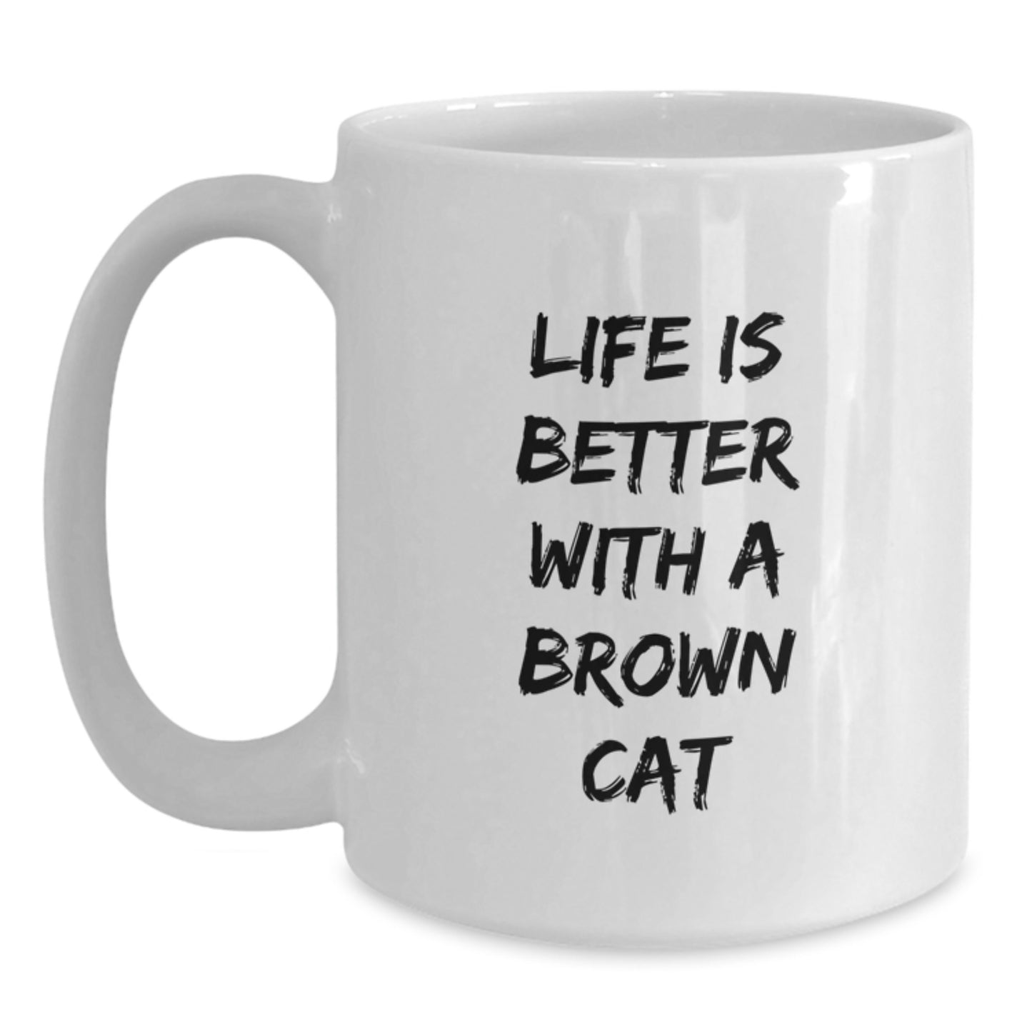 Brown Cat Lovers Funny Gifts from Family for Men and Women Graduation Unique White Coffee Mug - Main