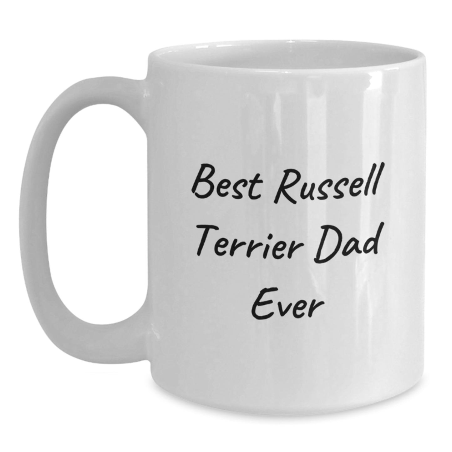 Funny Russell Terrier Dog Gifts from Men to Best Dad Ever, White Coffee Mug for Birthday - Main