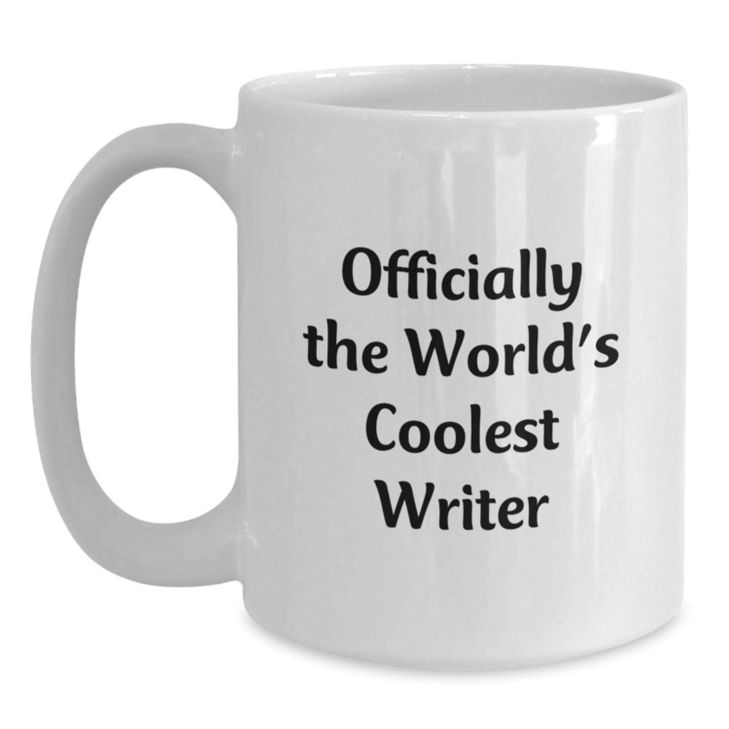 Writer Gifts from Friends - Funny White Coffee Mug for Birthday - 'Officially The World's Coolest Writer' - 11oz or 15oz Capacity - Main