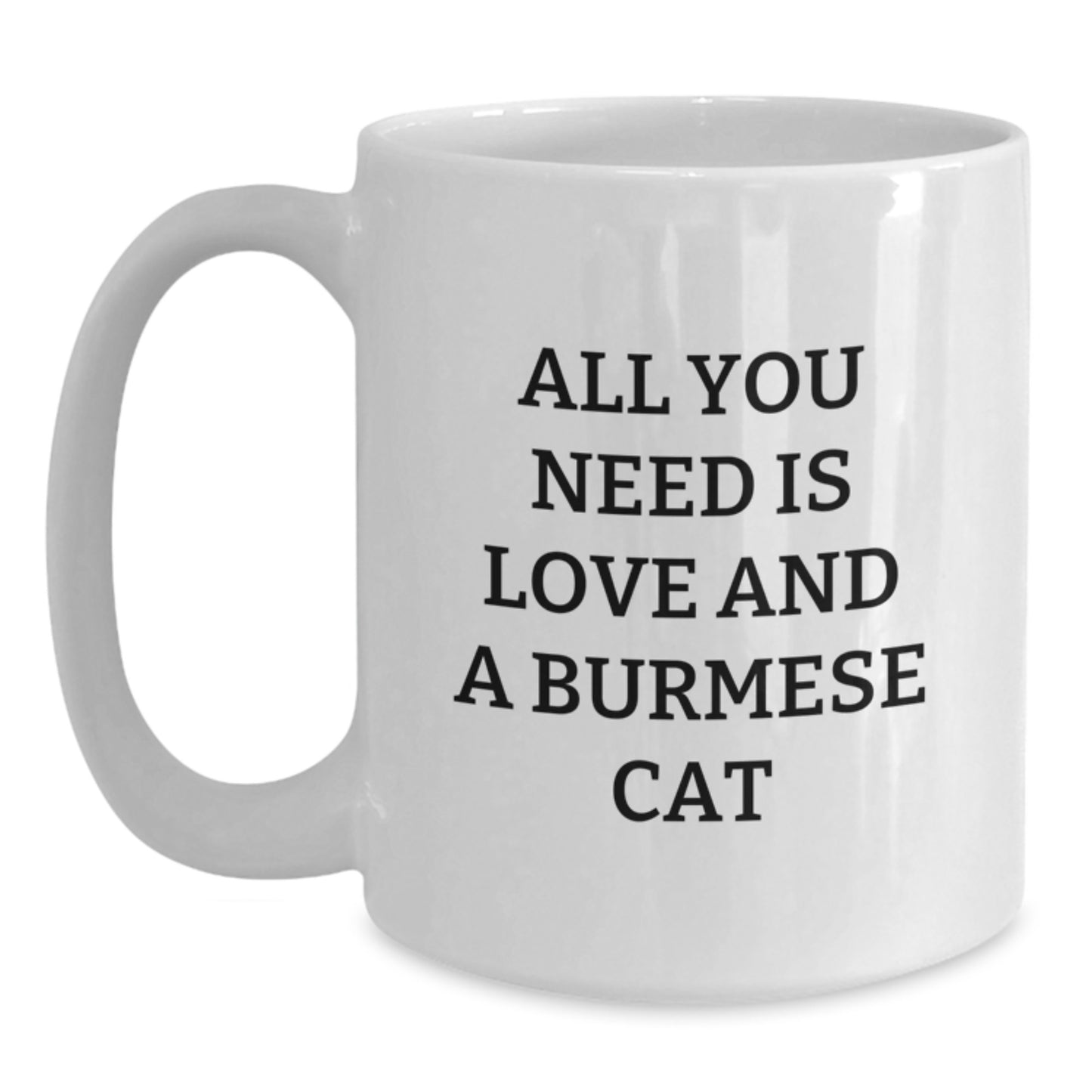 Burmese Cat Lovers Gifts from Friends for Christmas Unique White Coffee Mugs - All You Need Is Love And A Burmese Cat - Main