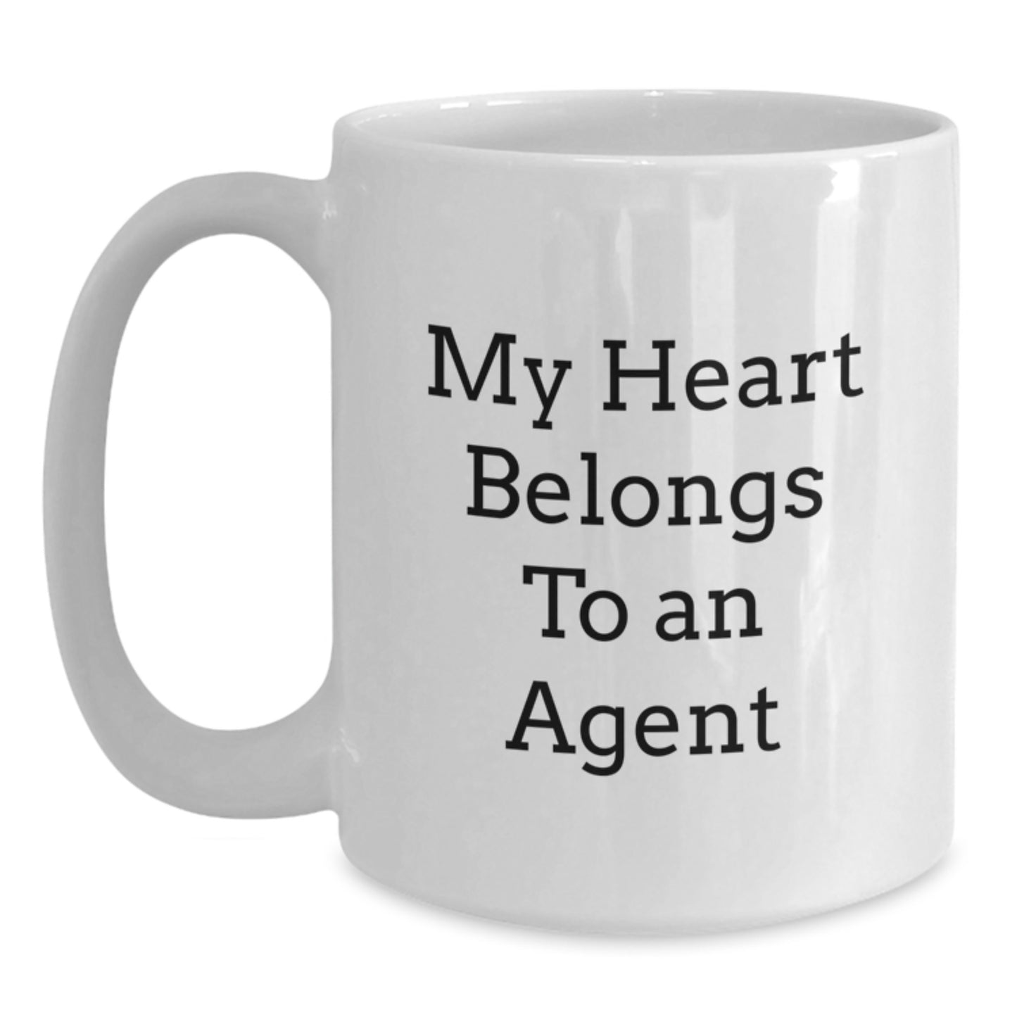 Funny Agent Gifts, White Coffee Mug for Agent Enthusiasts, My Heart Belongs To An Agent Christmas Unique Gifts from Friends and Family - Main