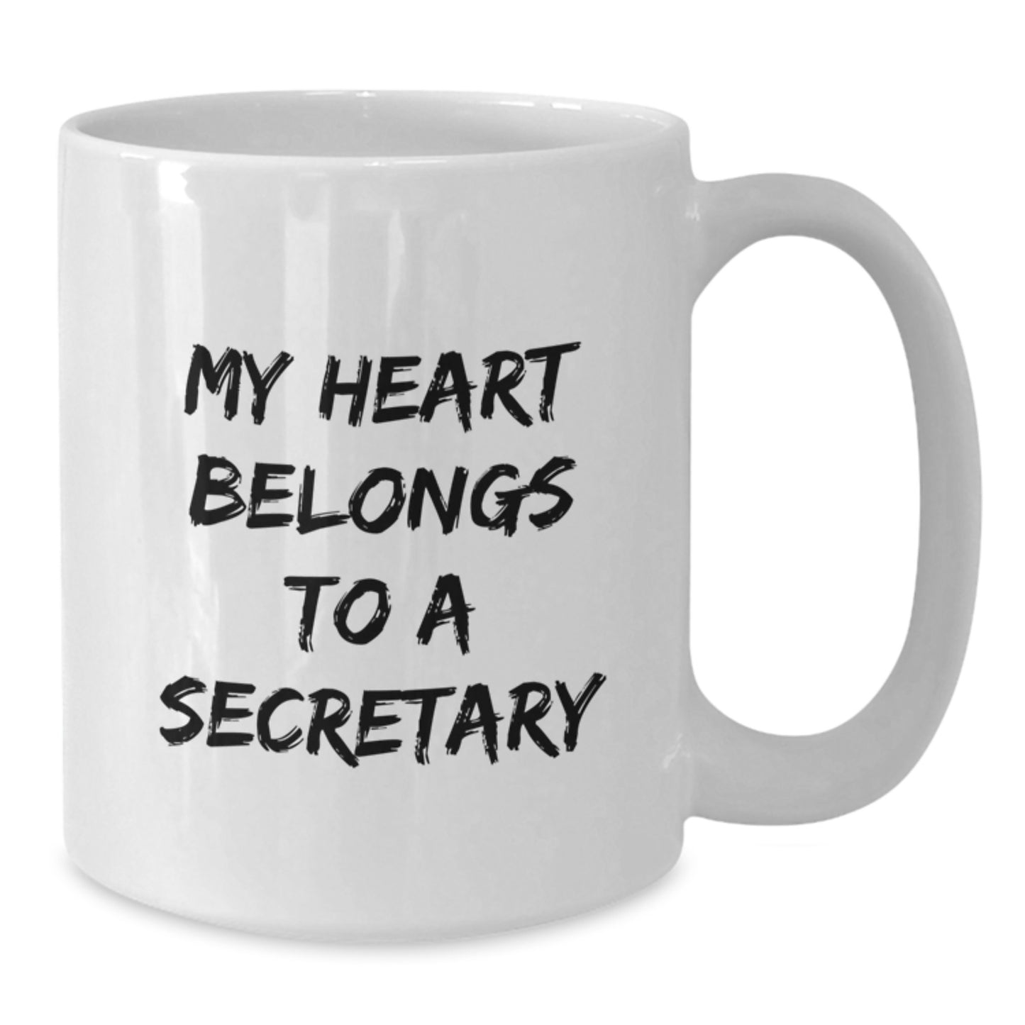 Funny Secretary Gifts, White Coffee Mug, My Heart Belongs To A Secretary - Unique Christmas Unique Gifts from Men or Women to Secretary Friends - Additional