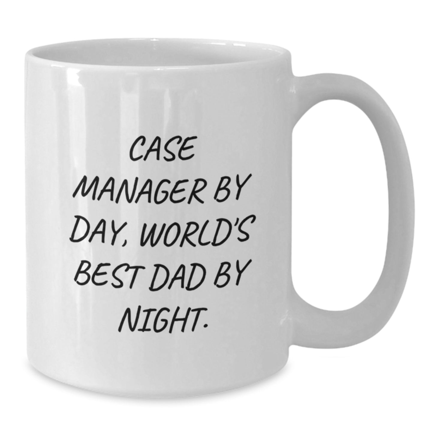 Funny Case Manager Gifts, Case Manager By Day, World's Best Dad By Night. White Coffee Mug, Birthday Unique Gifts from Family to Case Manager - Additional