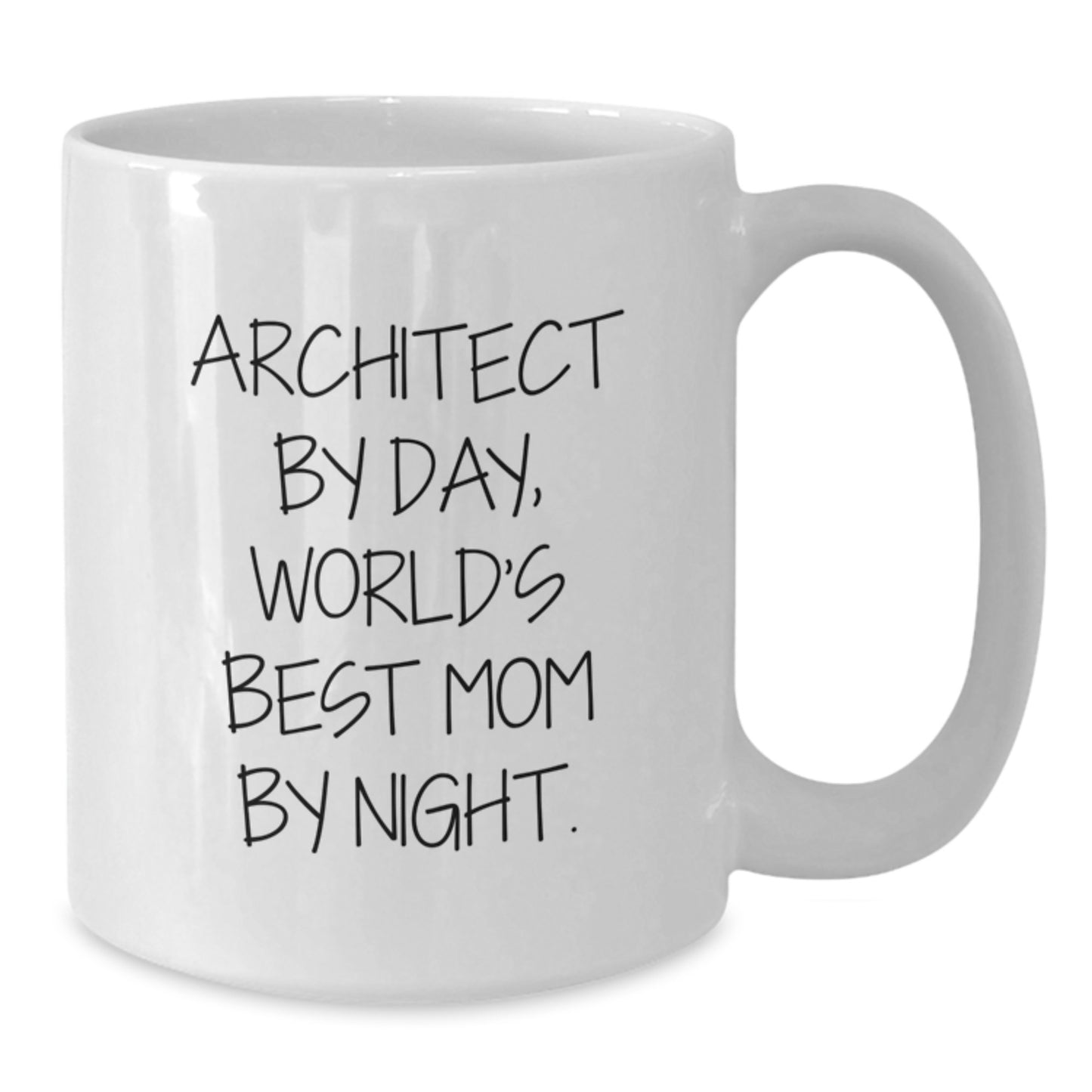 Funny Architect Gifts for Christmas - 'Architect By Day, World's Best Mom By Night' White Coffee Mug for Friends, Family, or Coworkers - Additional