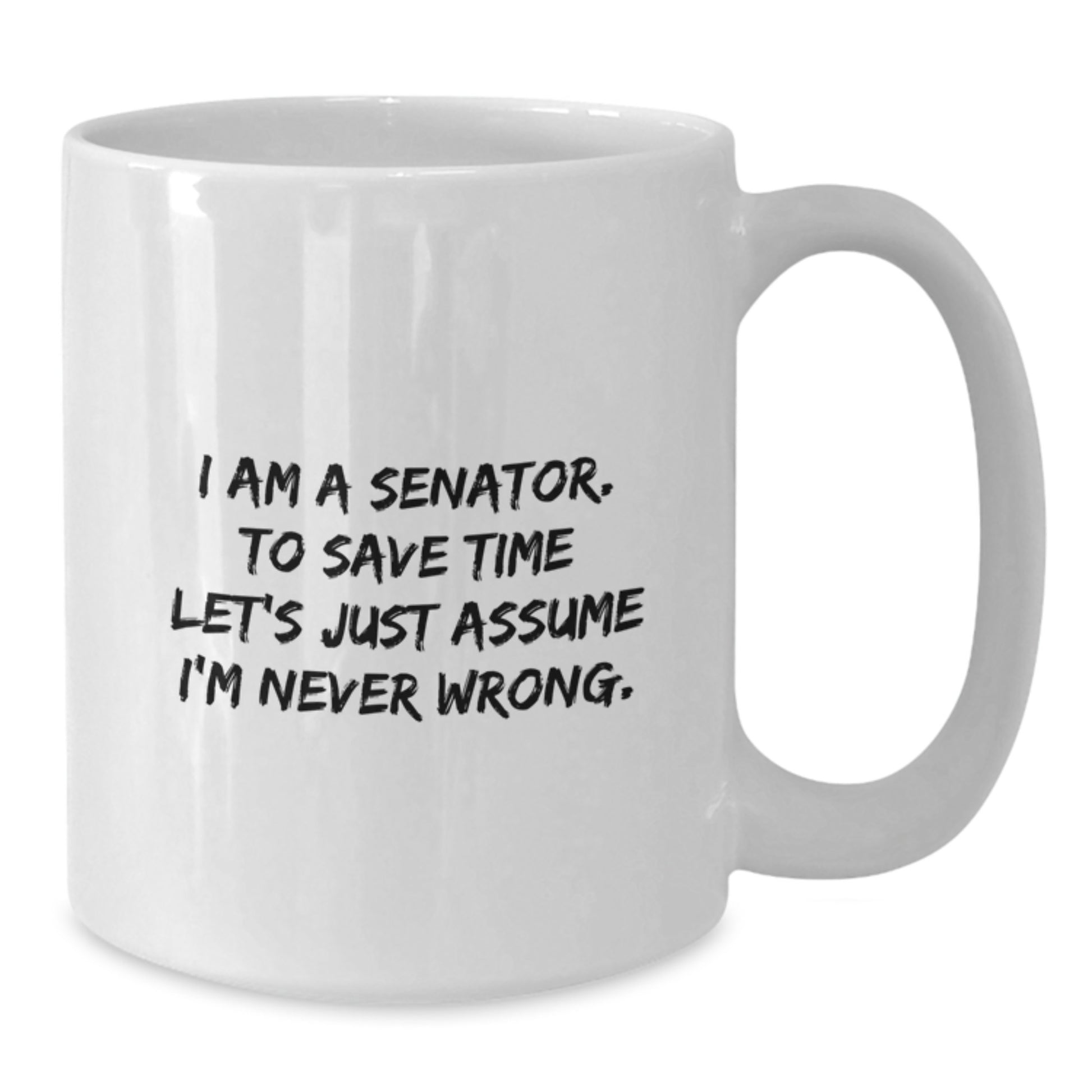 Funny Senator Gifts for Men - White Coffee Mug with I'm Never Wrong Quote, Great Christmas Unique Gifts from Family Friends Coworkers - Additional