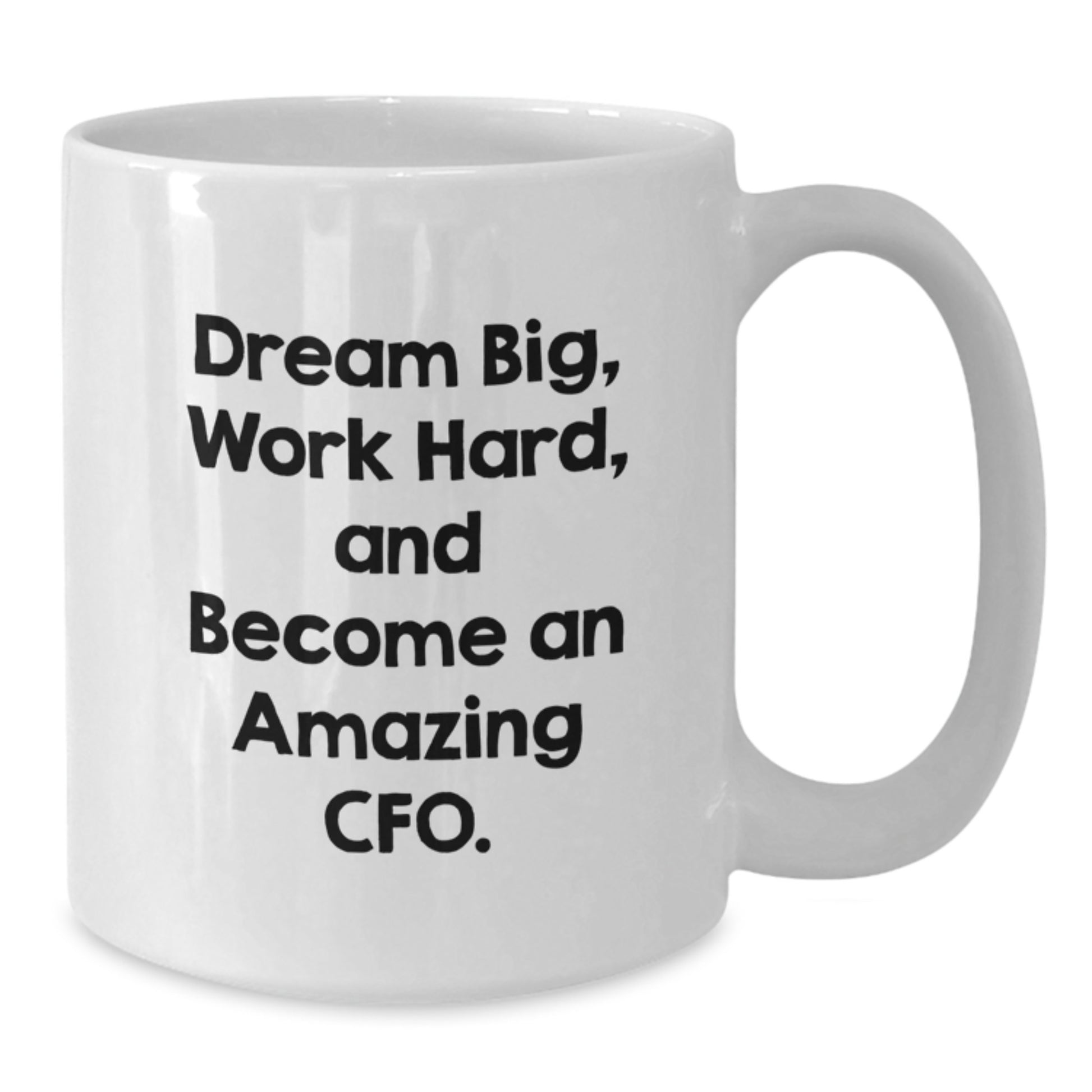 Funny Inspirational CFO Gifts from Friends Christmas Unique Gifts for CFO, White Coffee Mug, Dream Big Work Hard Quote - Additional