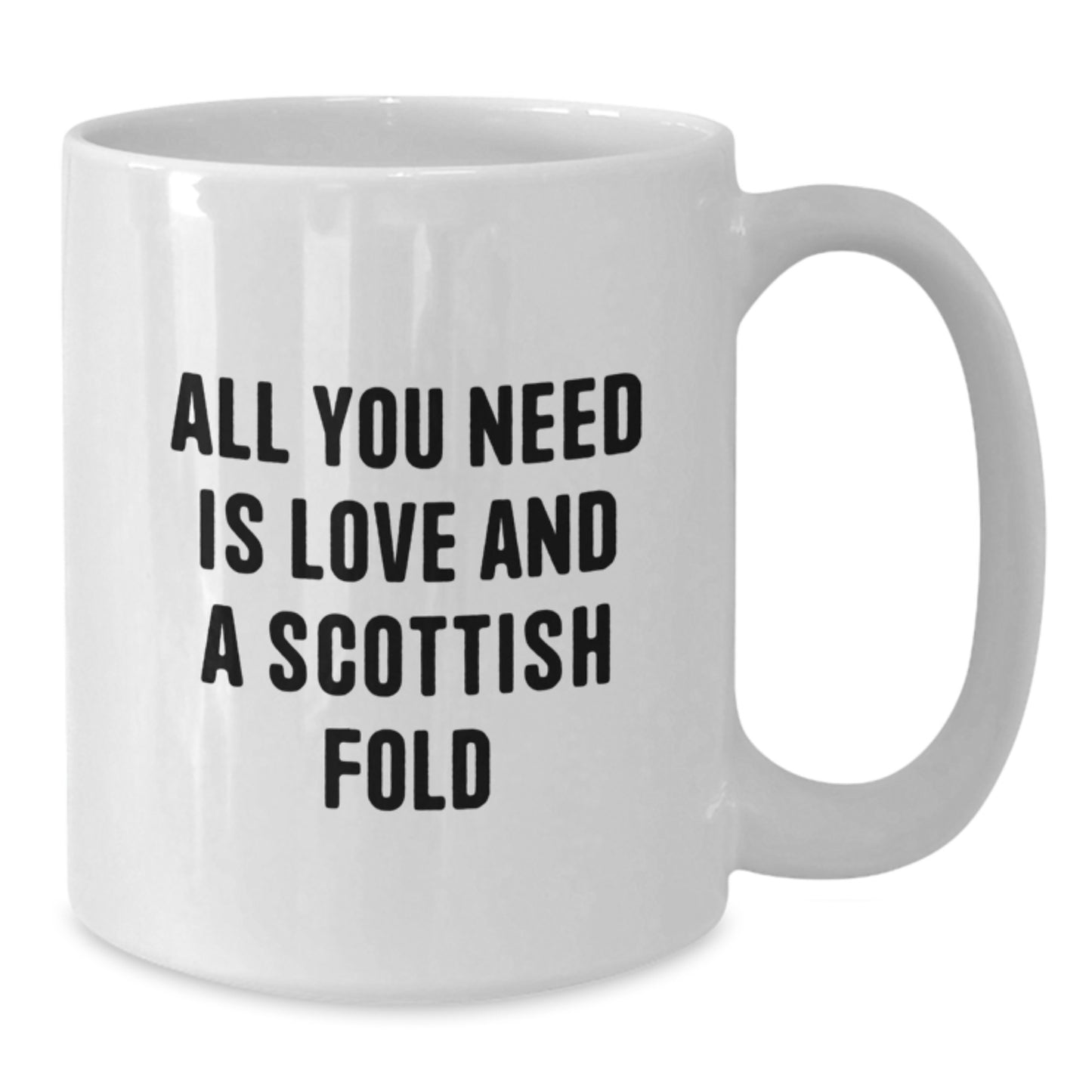 Funny Scottish Fold Cat Gifts from Friends for Family Members White Coffee Mug - All You Need Is Love And A Scottish Fold - Additional