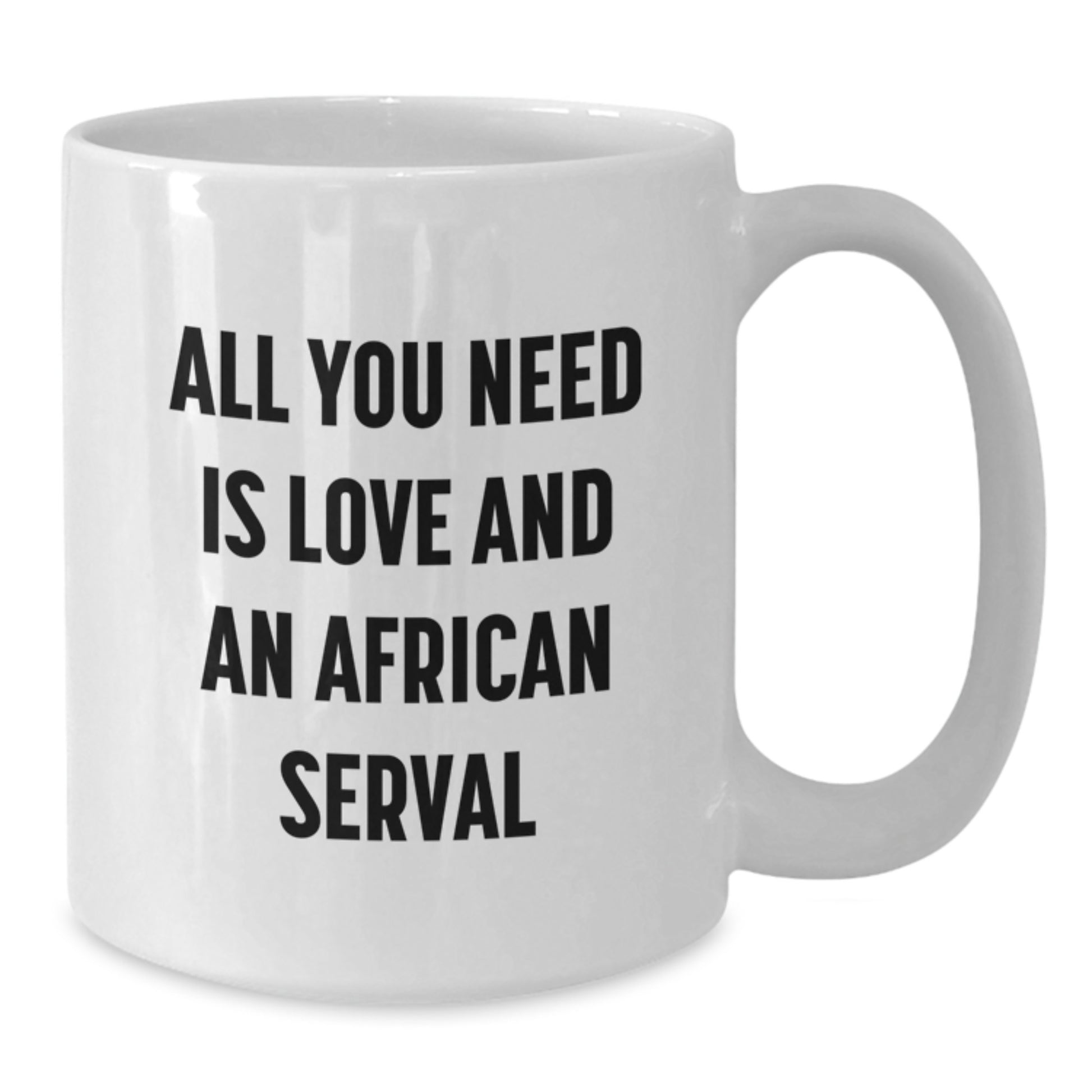 Funny African Serval Cat Gifts from Friends for Men and Women, White Coffee Mug with Inspirational Quote, Graduation Unique Gifts, 'All You Need Is Love And An African Serval' - Additional