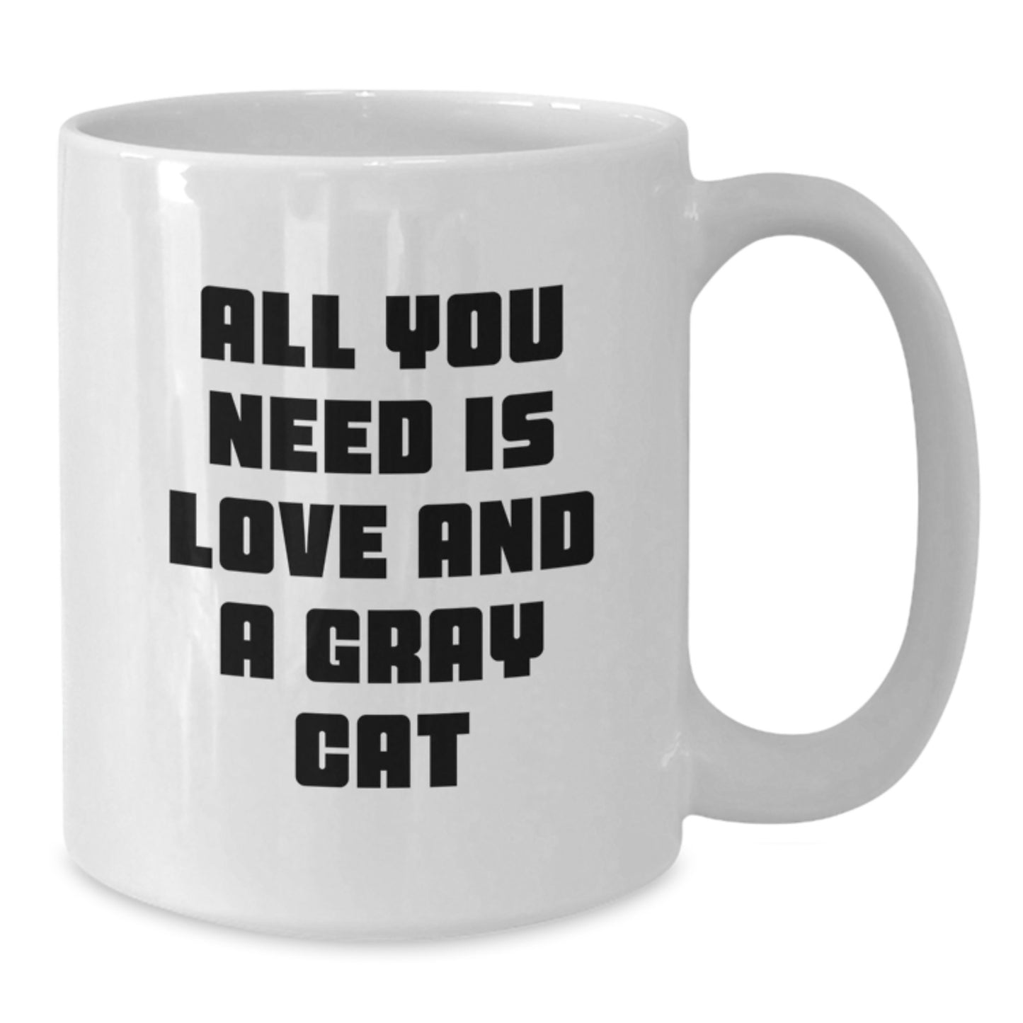 Gifts from Men to Friends, Unique Gray Cat White Coffee Mugs, Inspirational 'All You Need Is Love And A Gray Cat' Christmas Unique Gifts - Additional